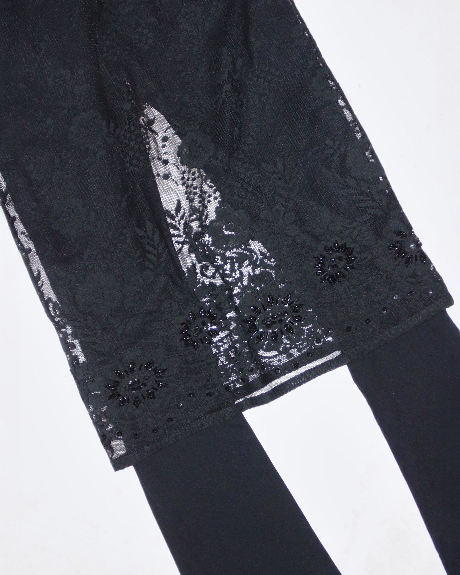 black pants with lace skirt