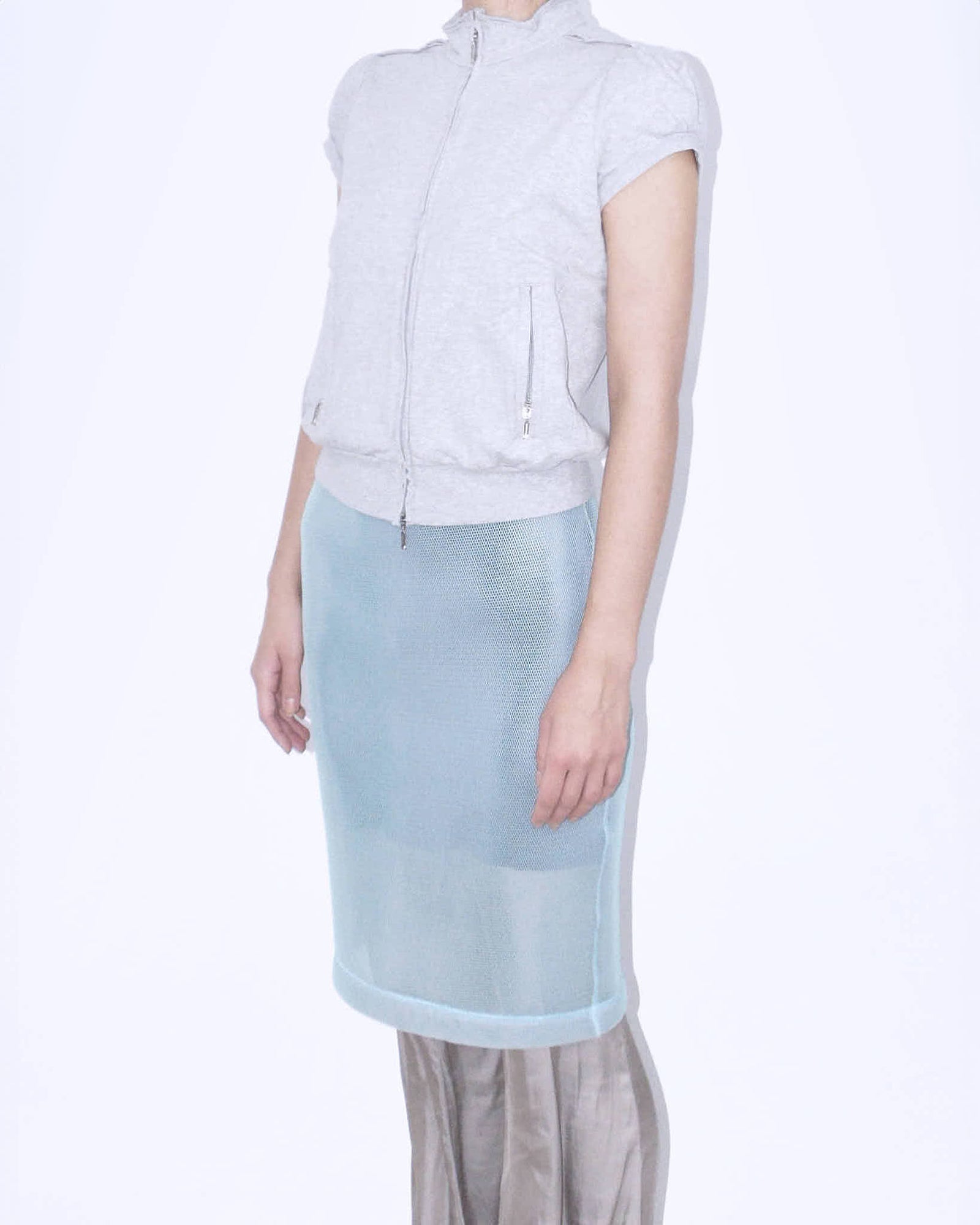 double layer pastel blue midi skirt