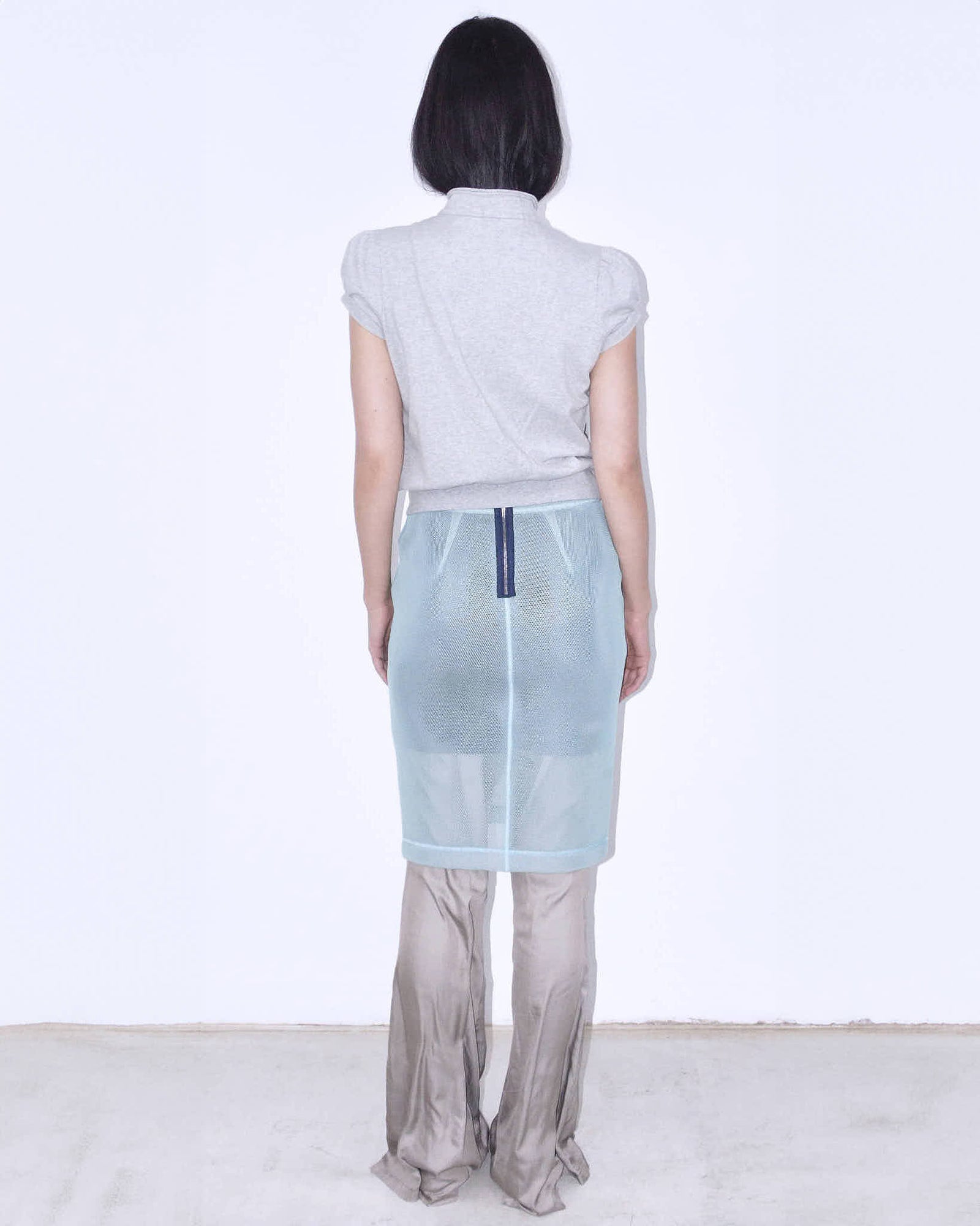 double layer pastel blue midi skirt