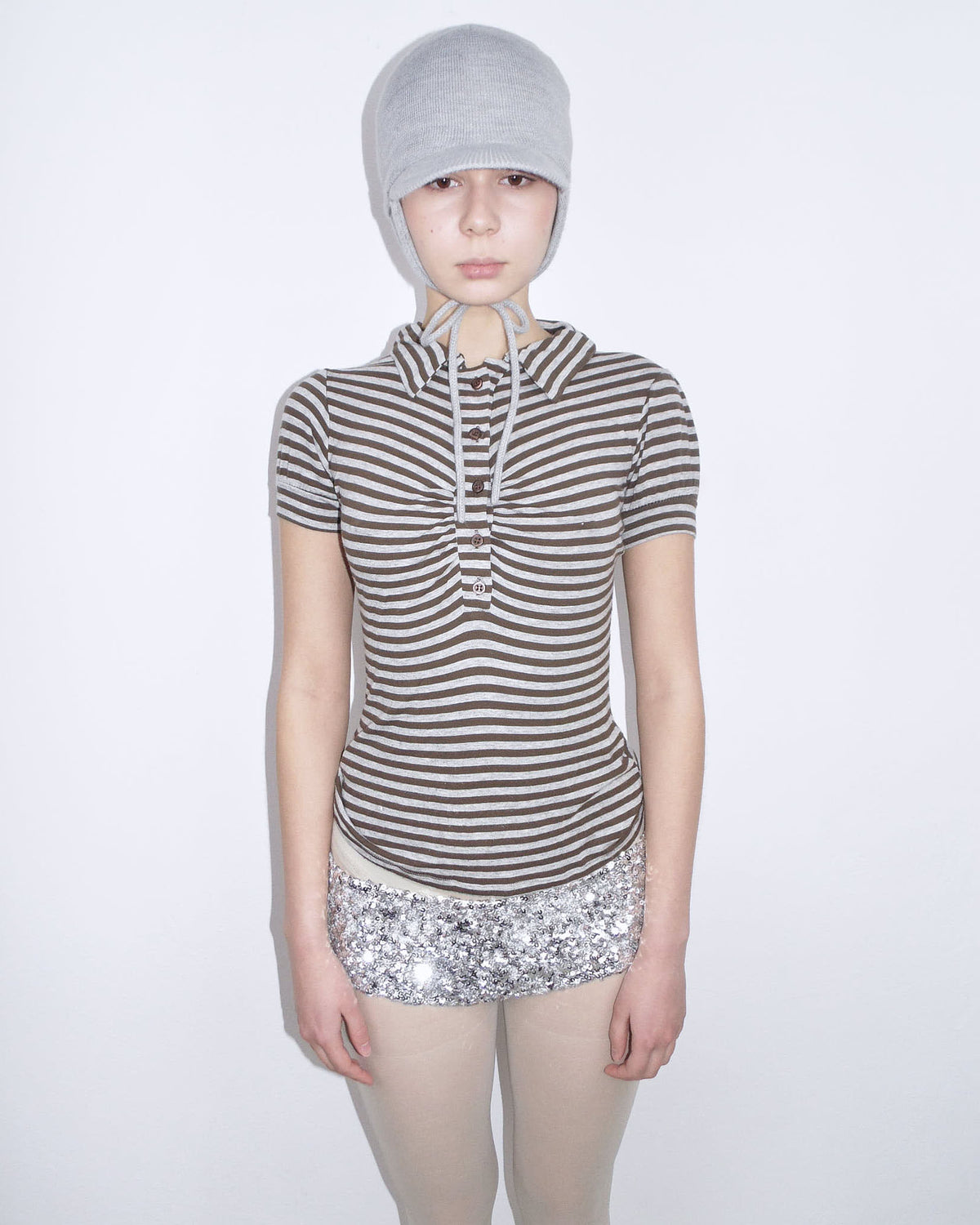 gray & brown striped tee