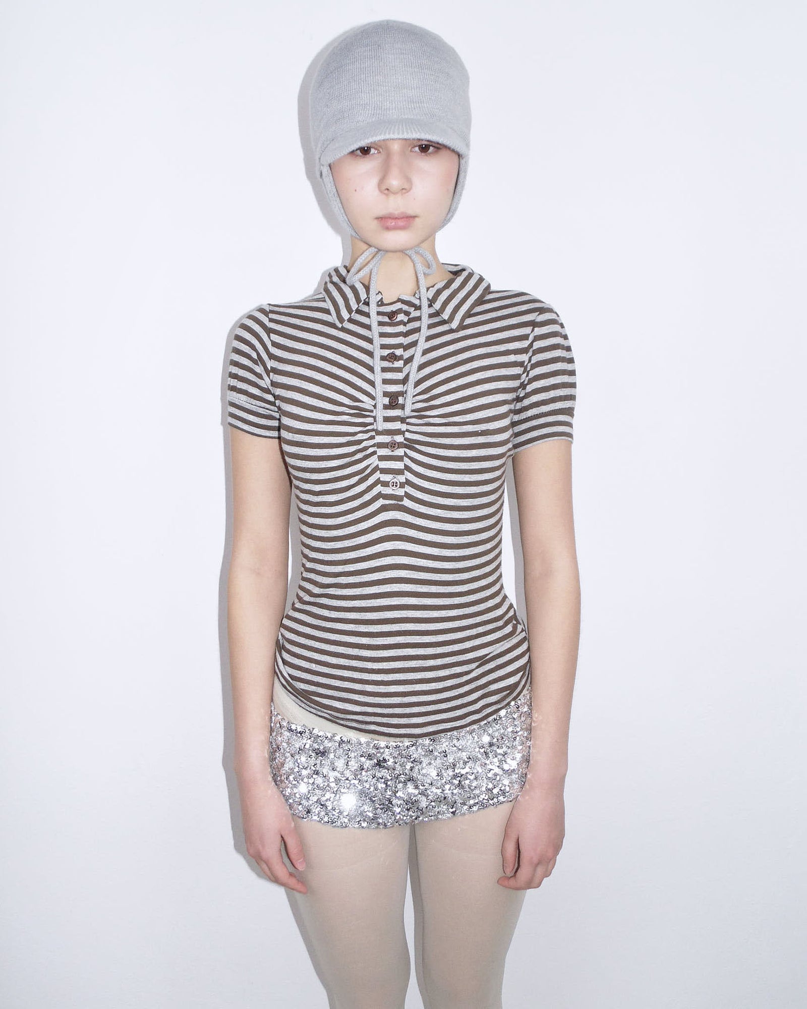 gray & brown striped tee