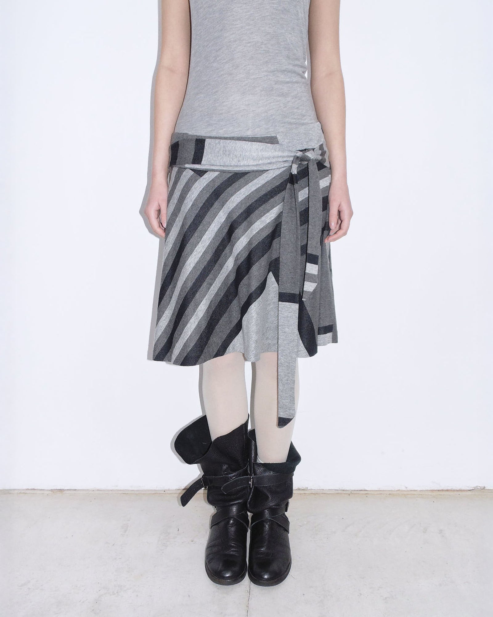 gray and black striped mini skirt
