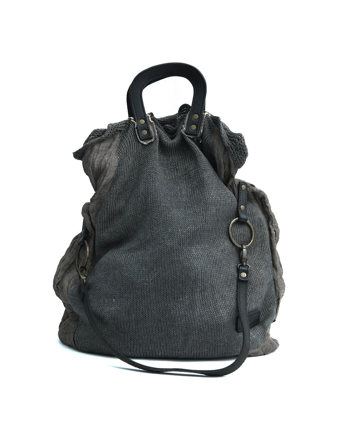 gray linen mixed material tote
