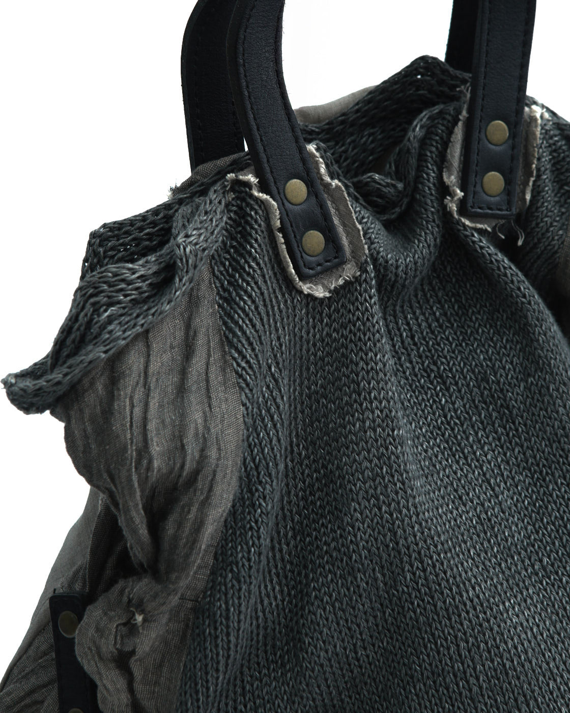gray linen mixed material tote