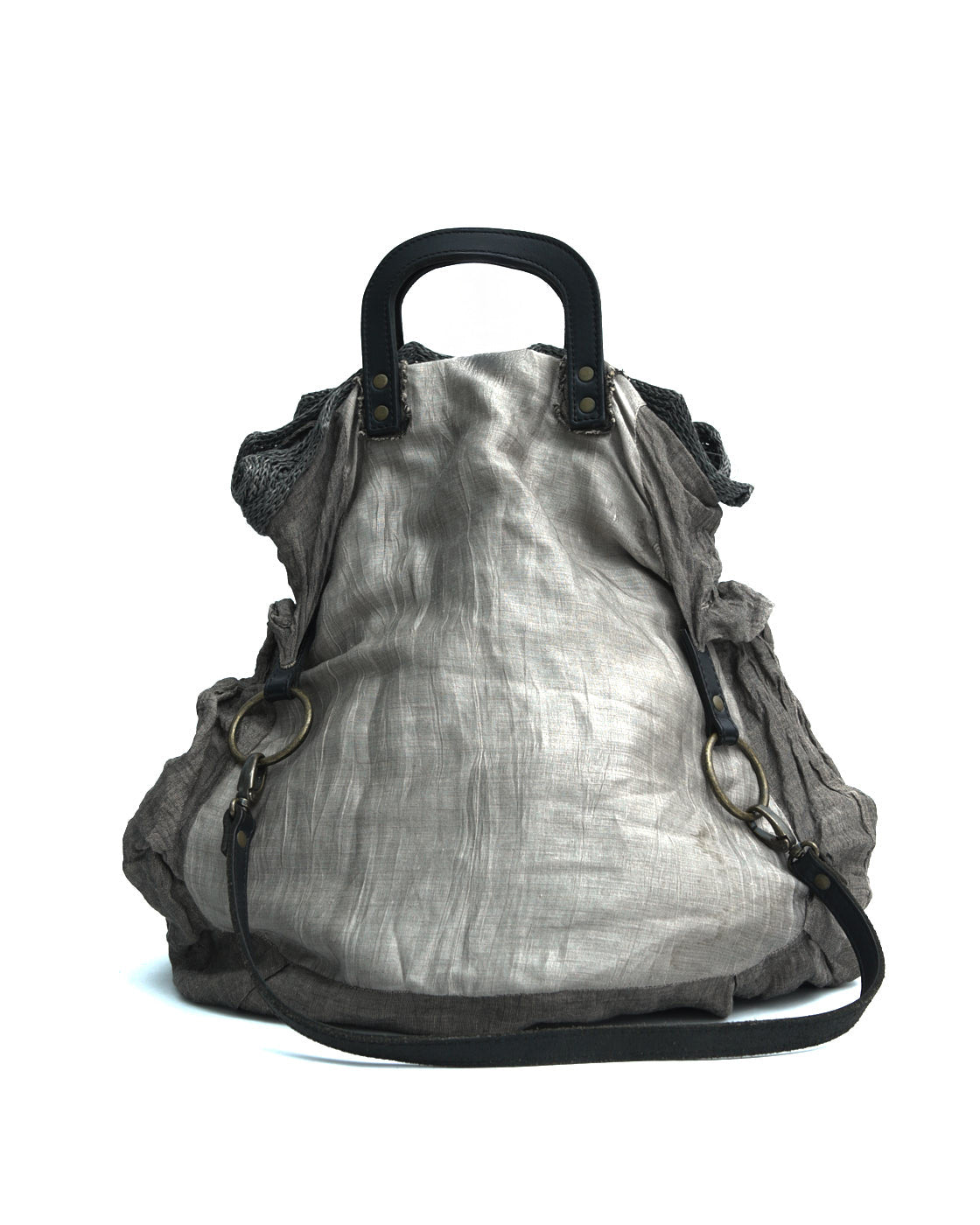 gray linen mixed material tote