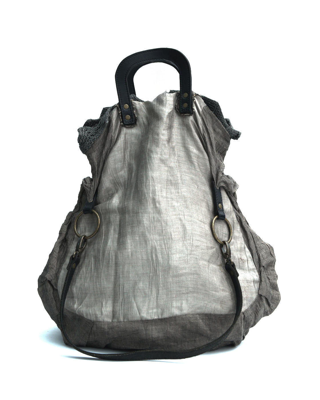 gray linen mixed material tote