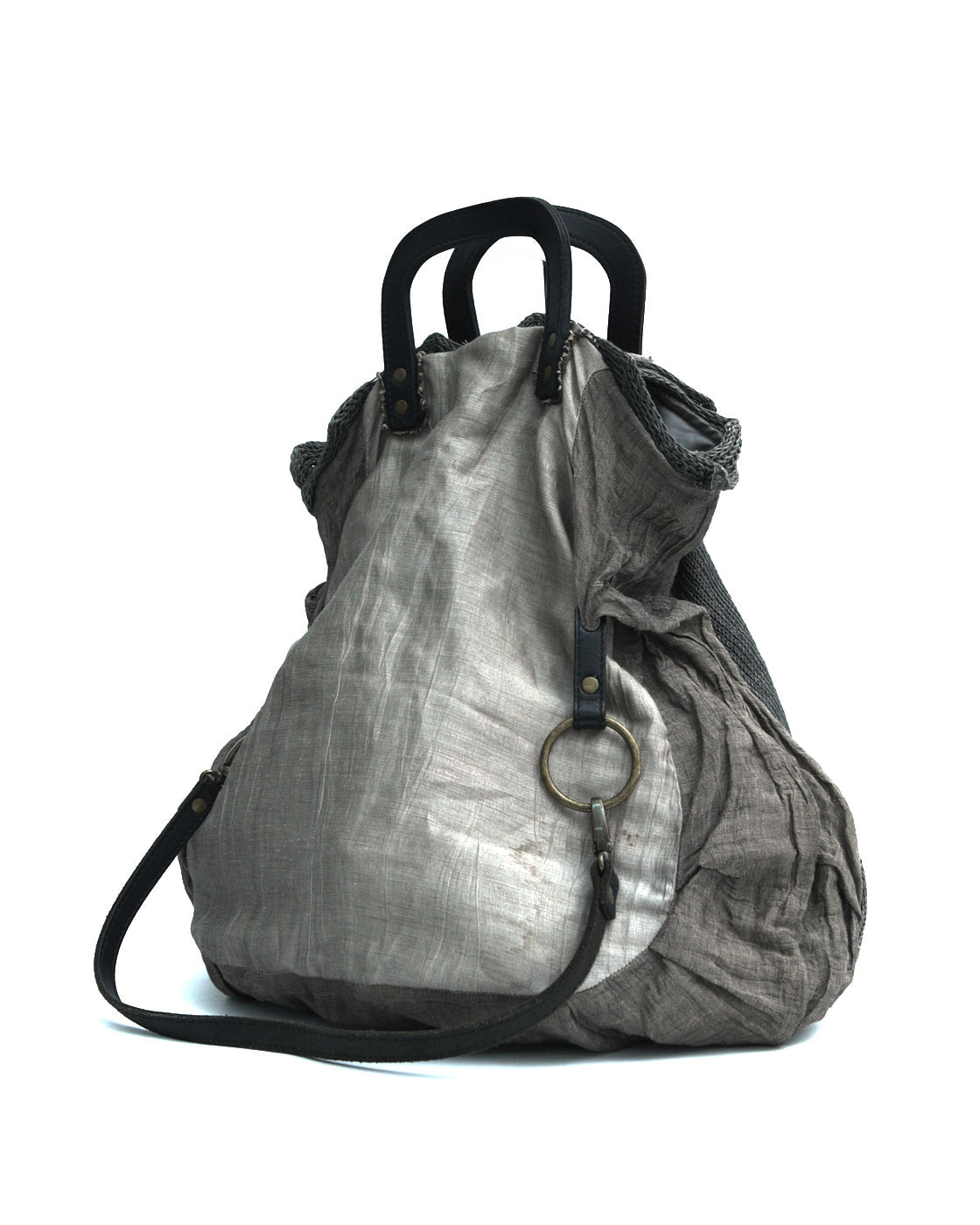 gray linen mixed material tote