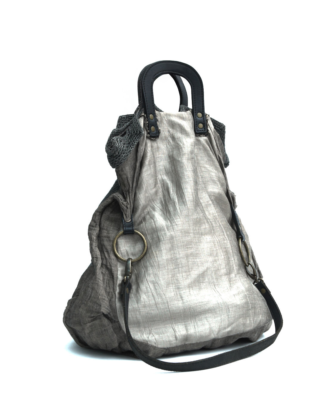 gray linen mixed material tote