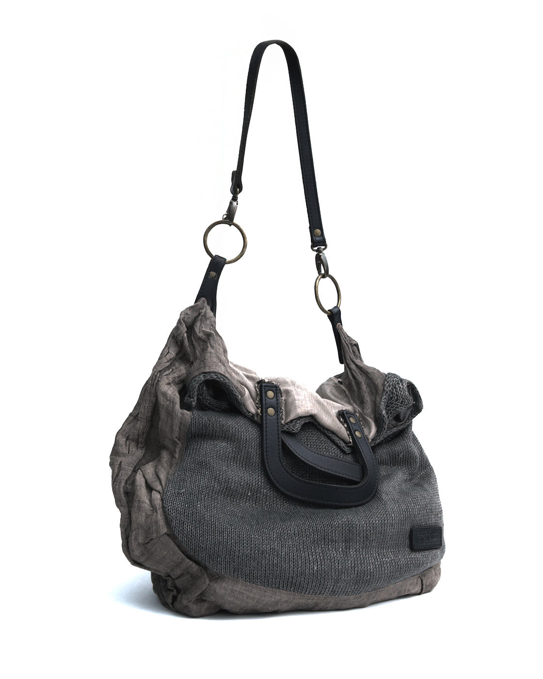 gray linen mixed material tote