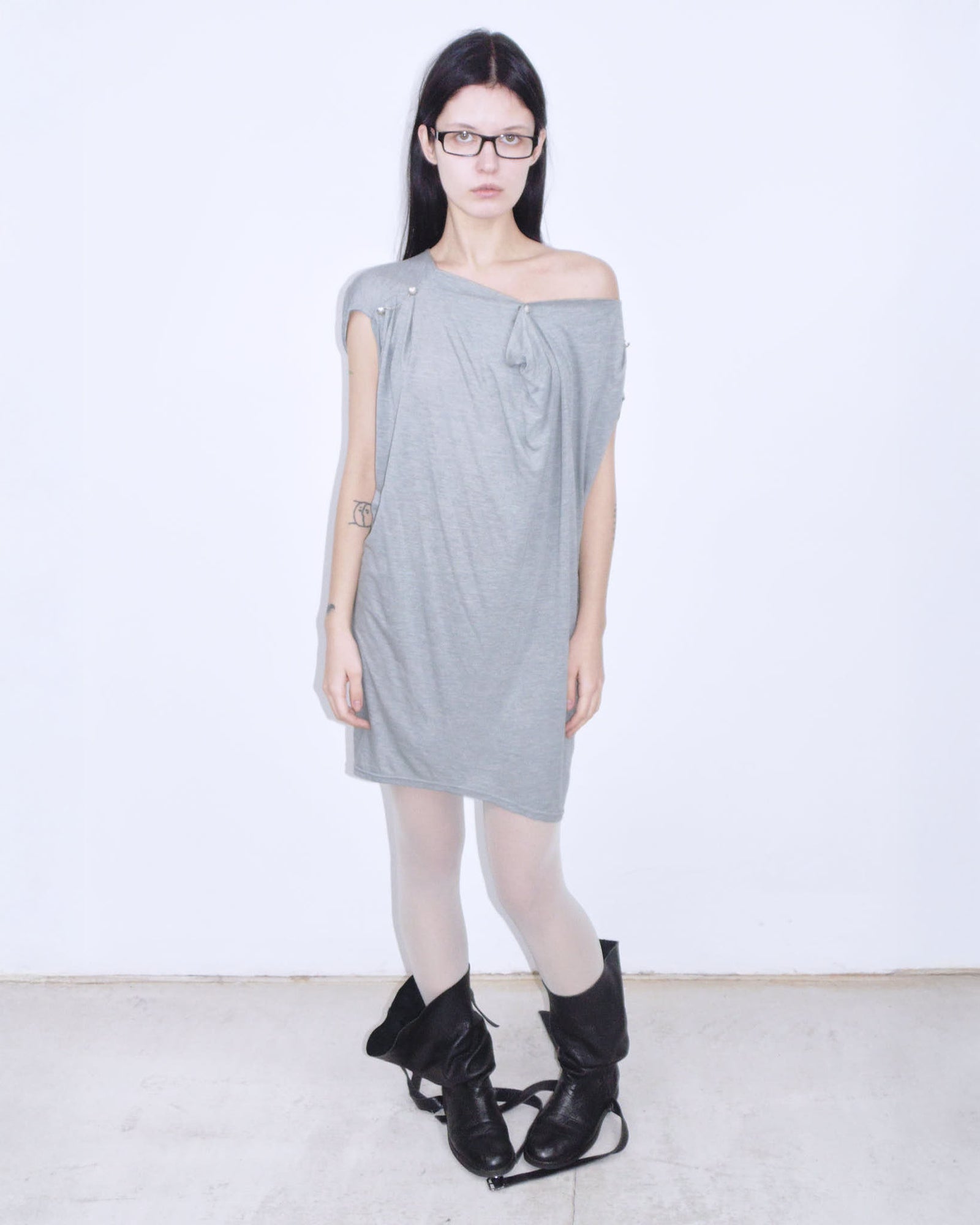 gray slouchy mini dress