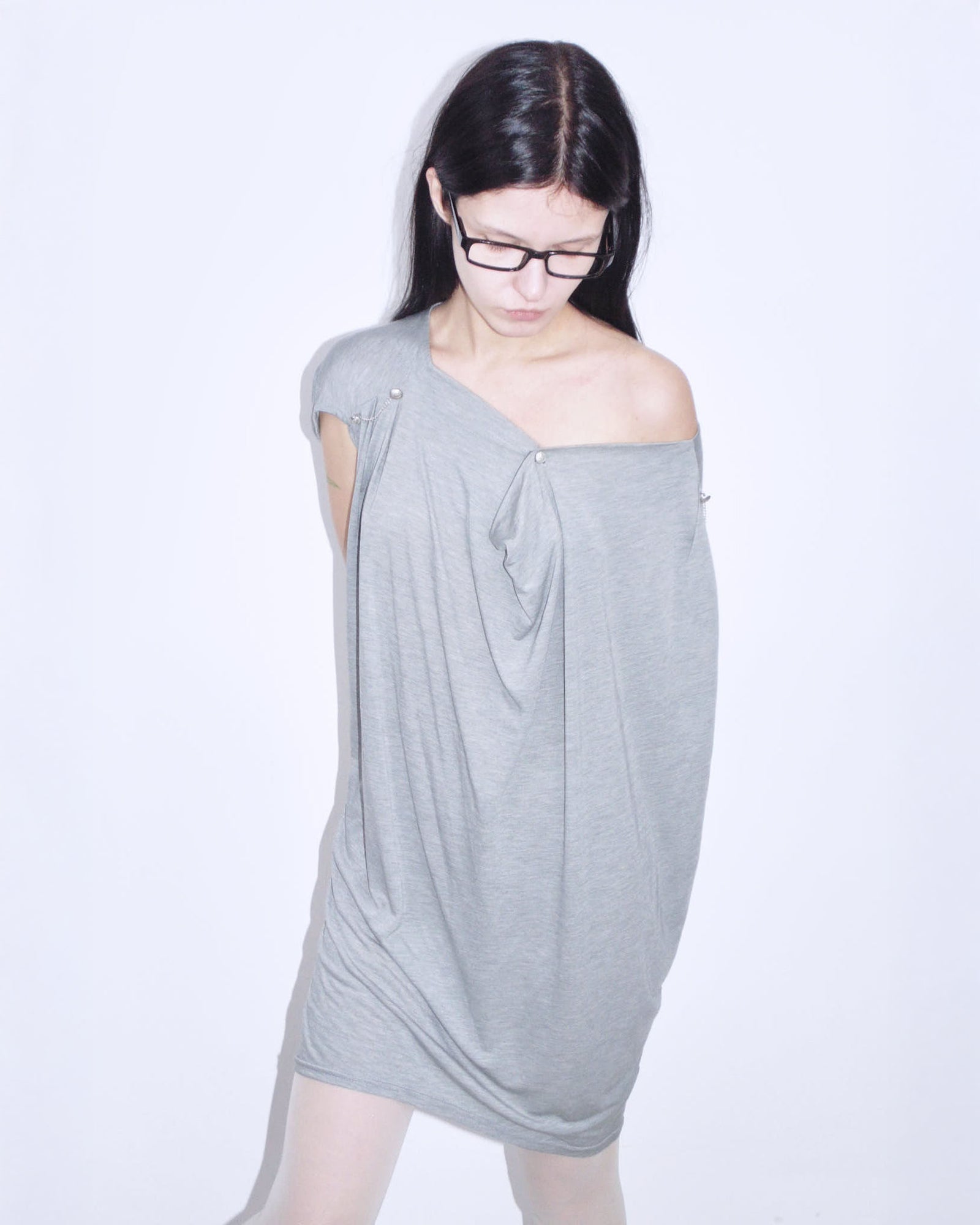 gray slouchy mini dress