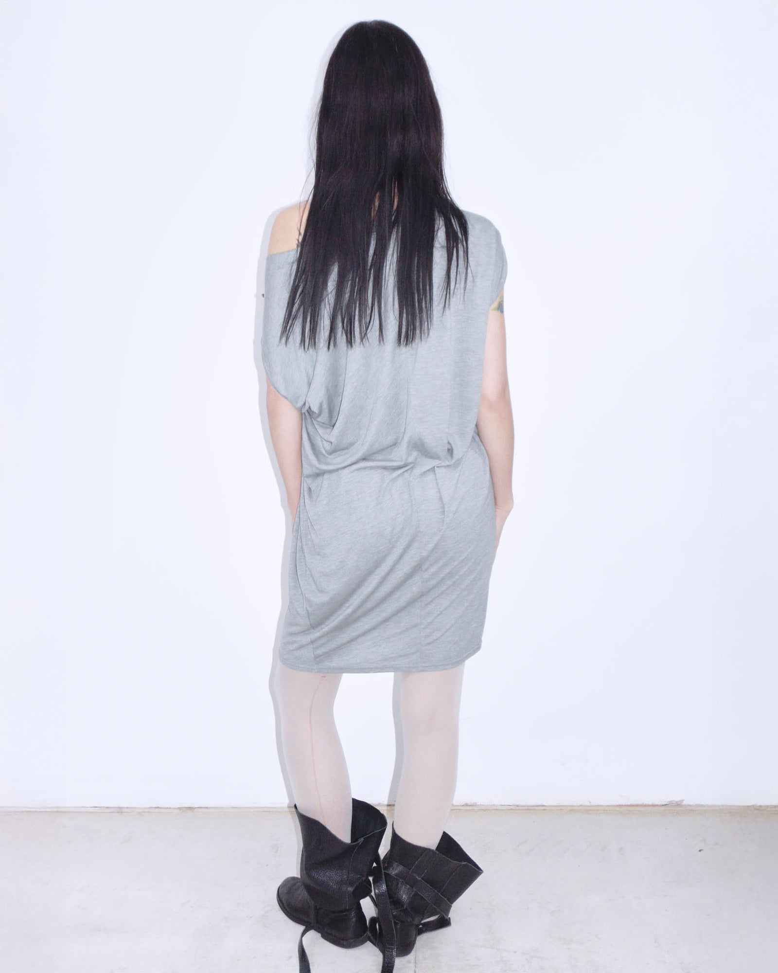gray slouchy mini dress