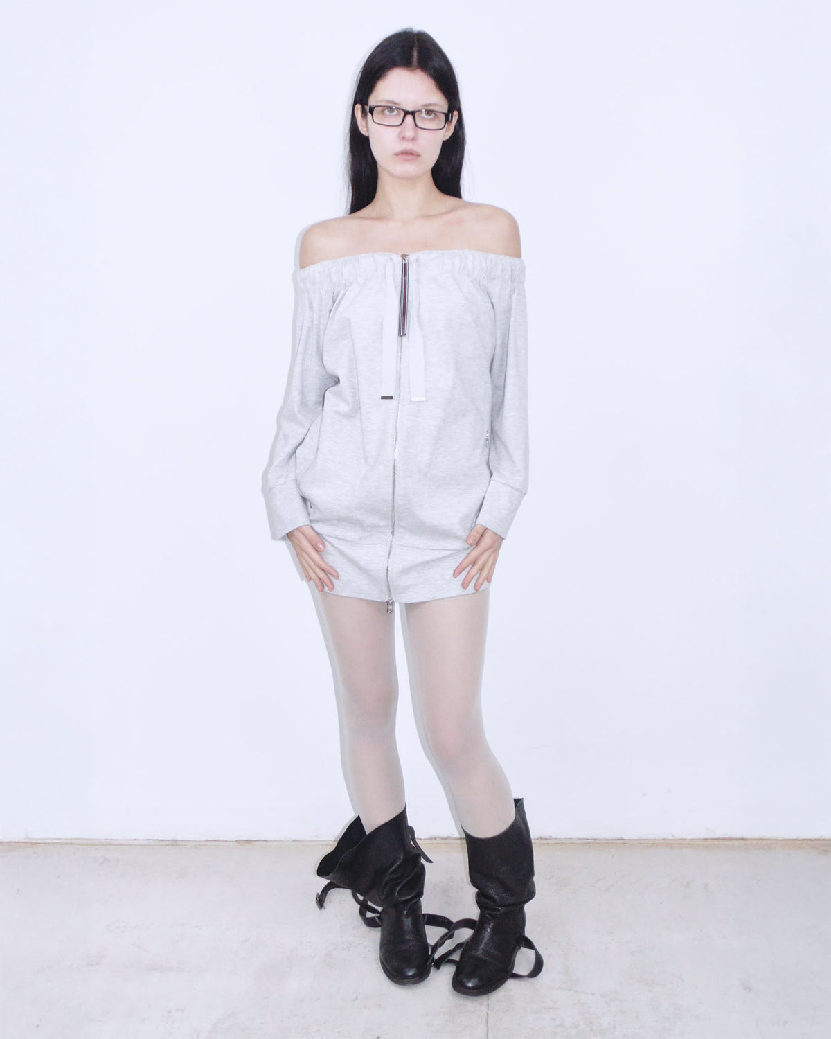 gray sporty zipper dress
