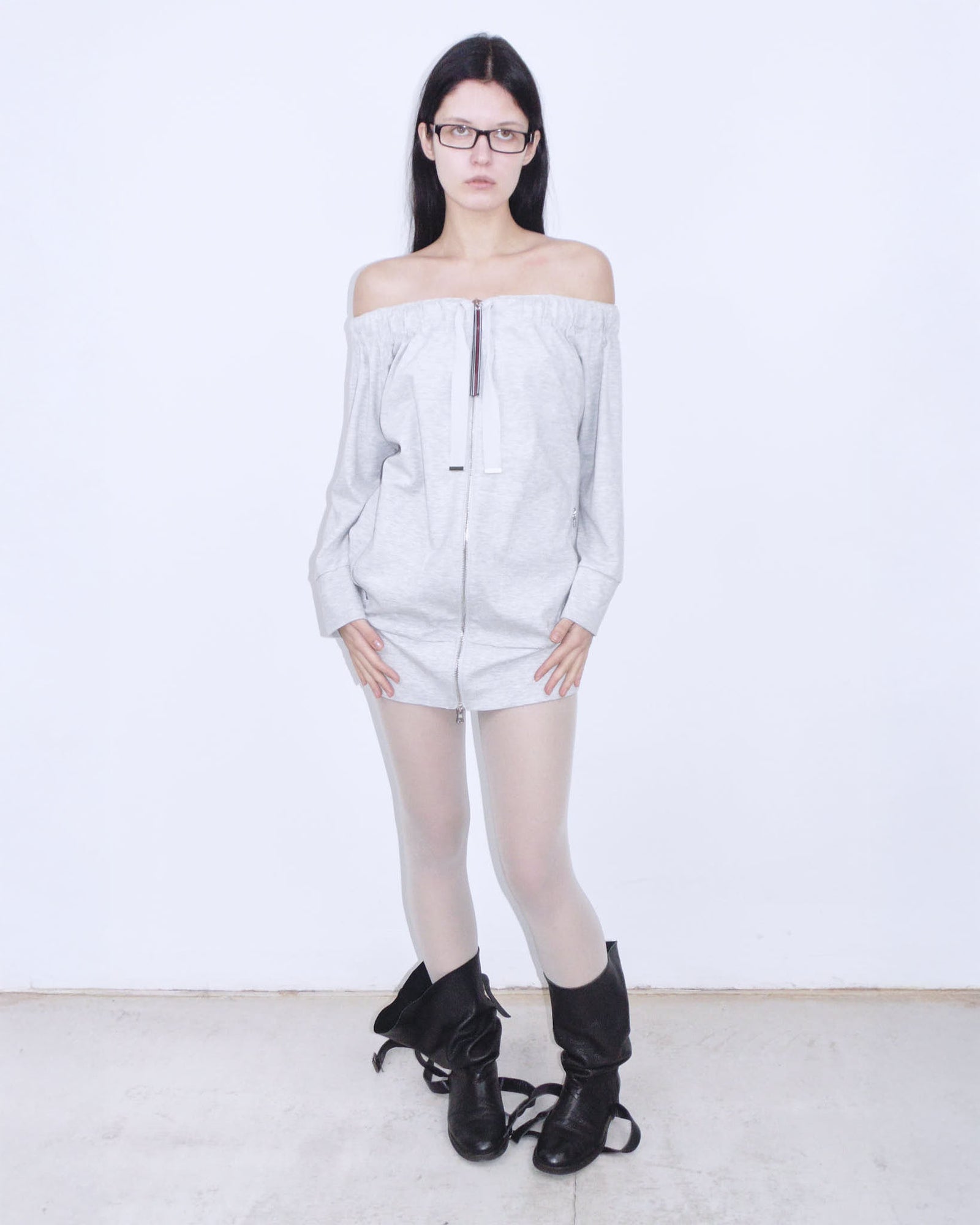 gray sporty zipper dress