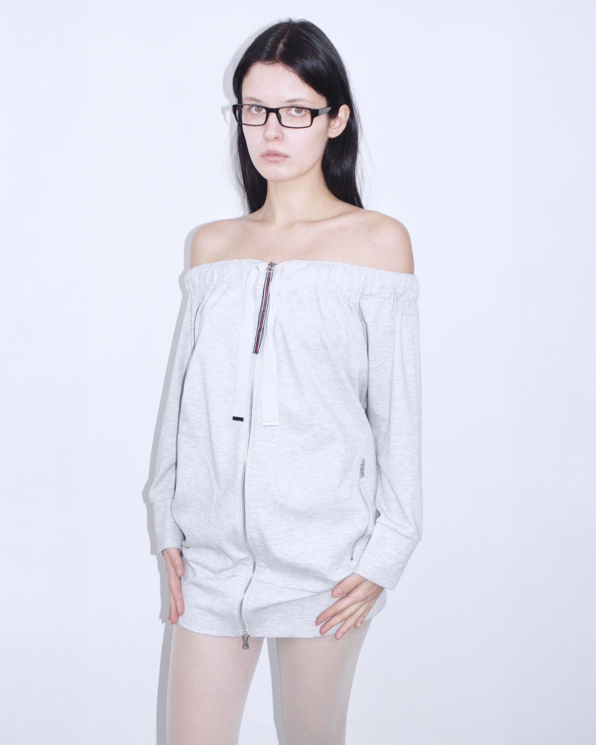 gray sporty zipper dress