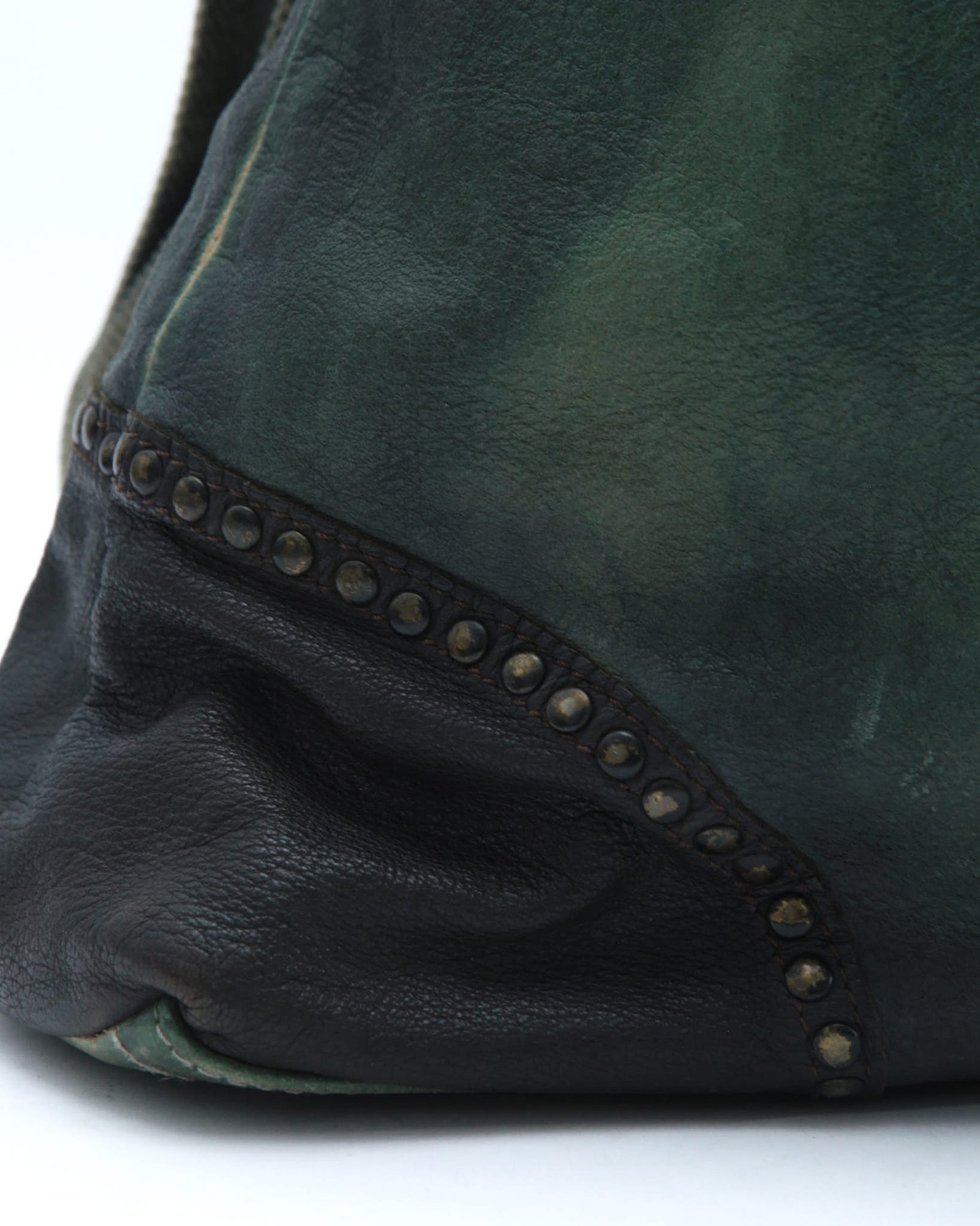 green and black leather shoulder bag