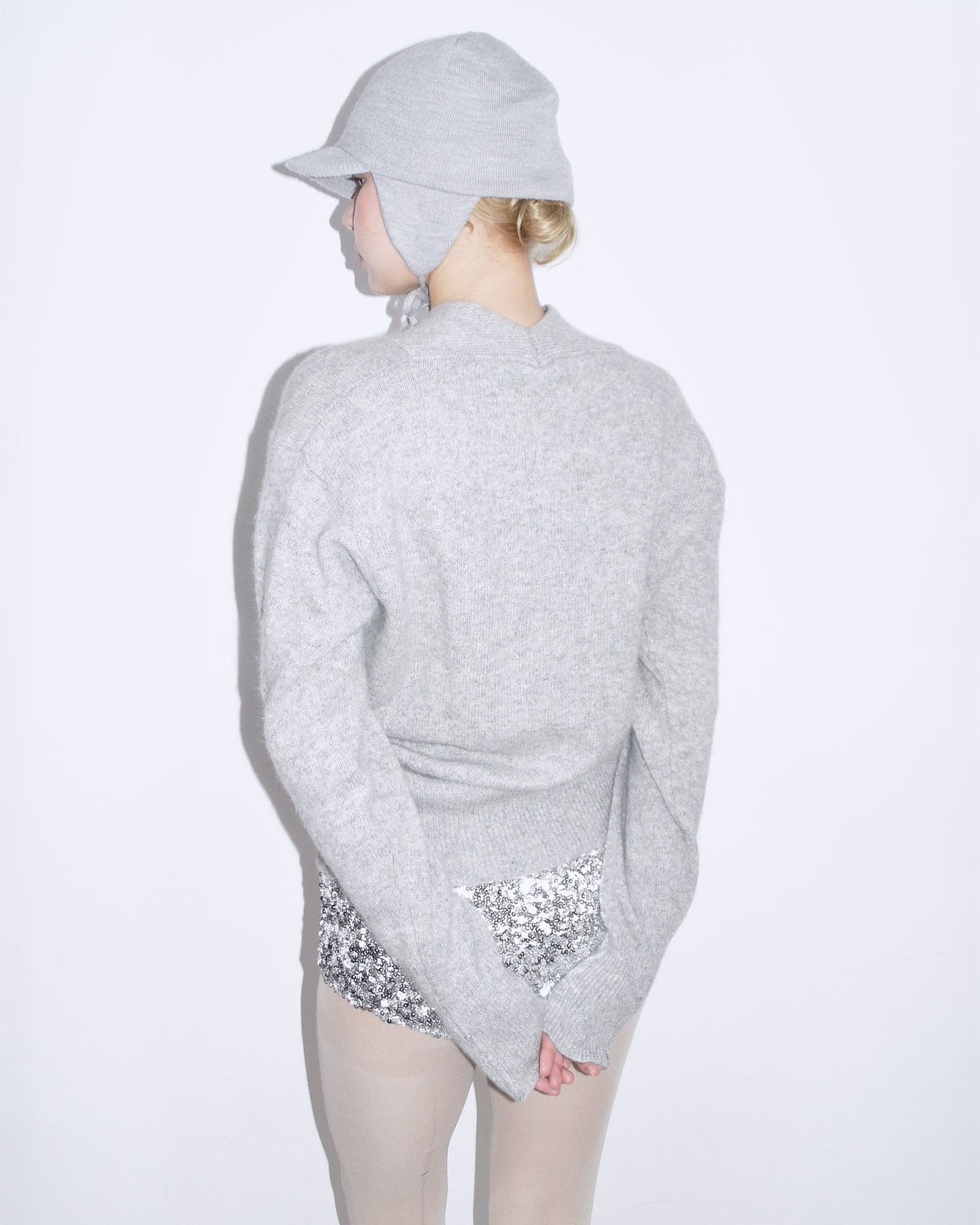 lamb wool and angora sweater with faux pearl detail
