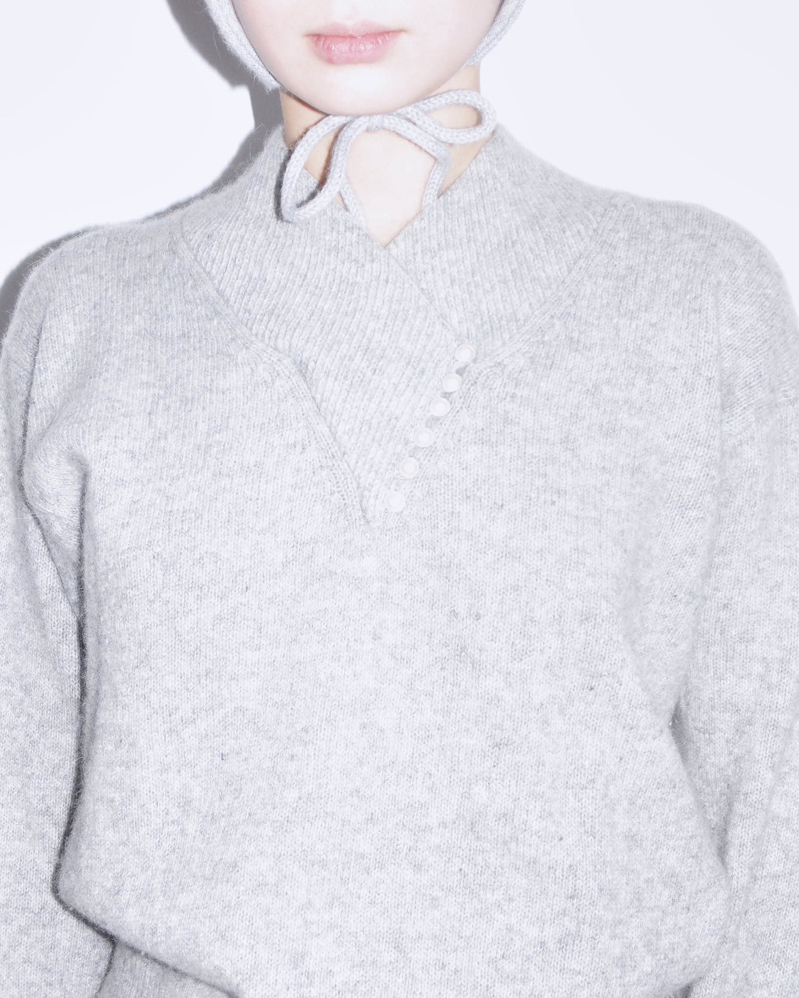 lamb wool and angora sweater with faux pearl detail
