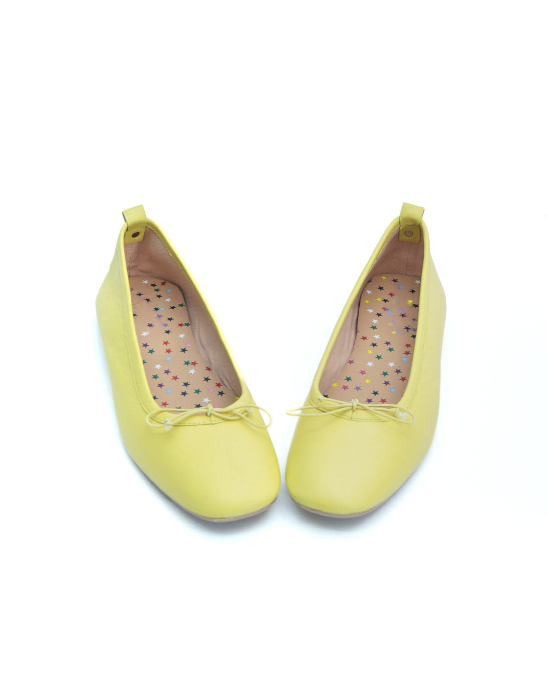yellow leather ballet flats