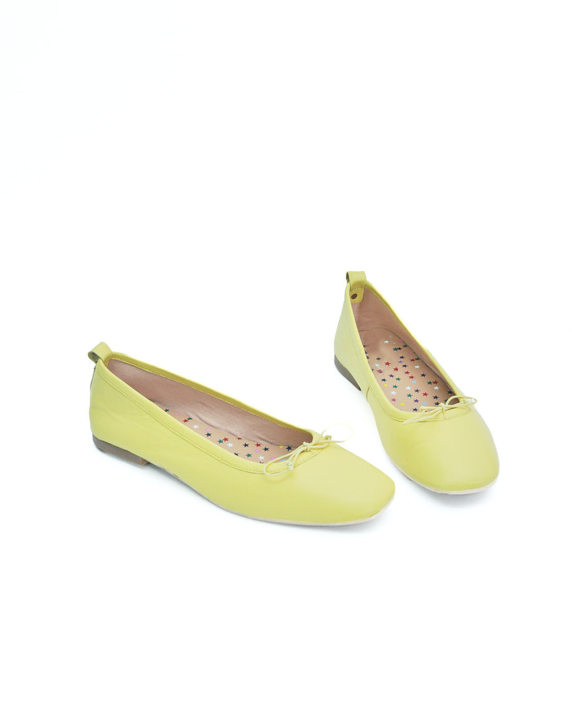 yellow leather ballet flats