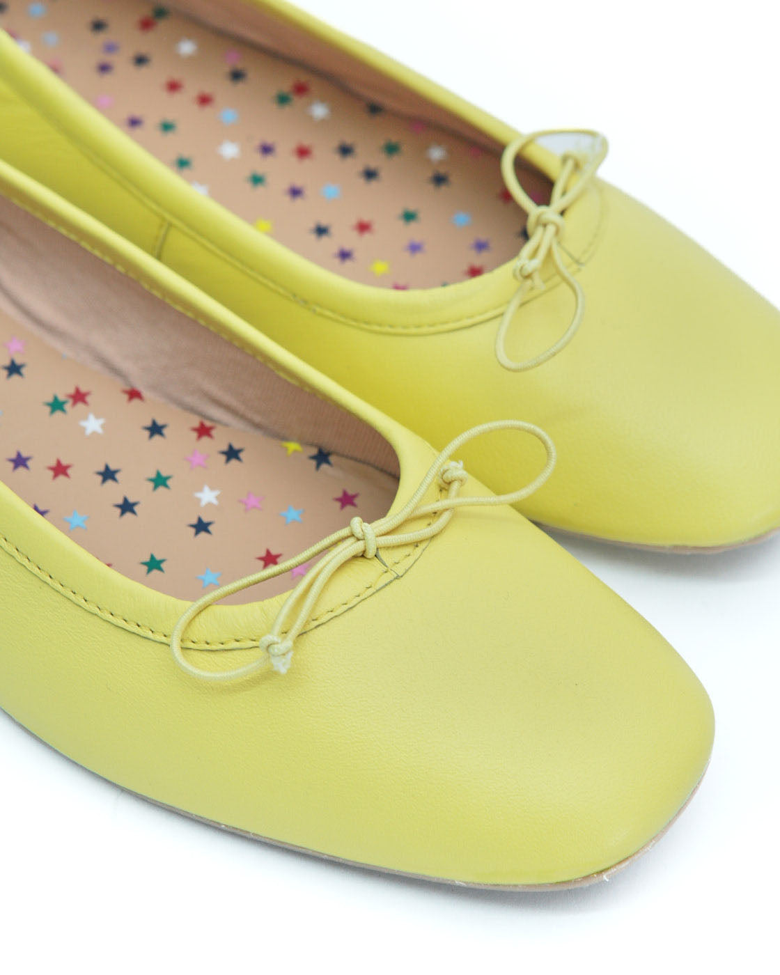 yellow leather ballet flats