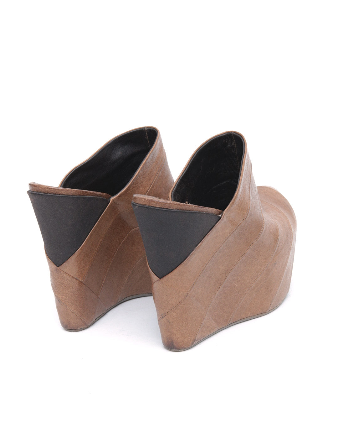 light brown chunky leather wedges