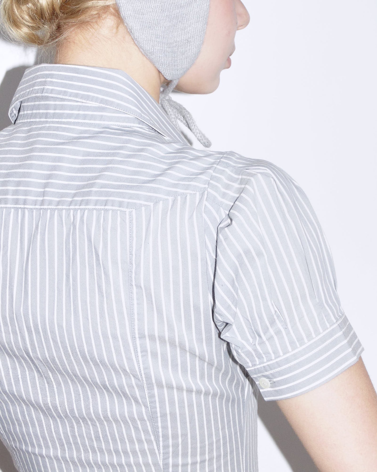 light grey pinstriped body shirt