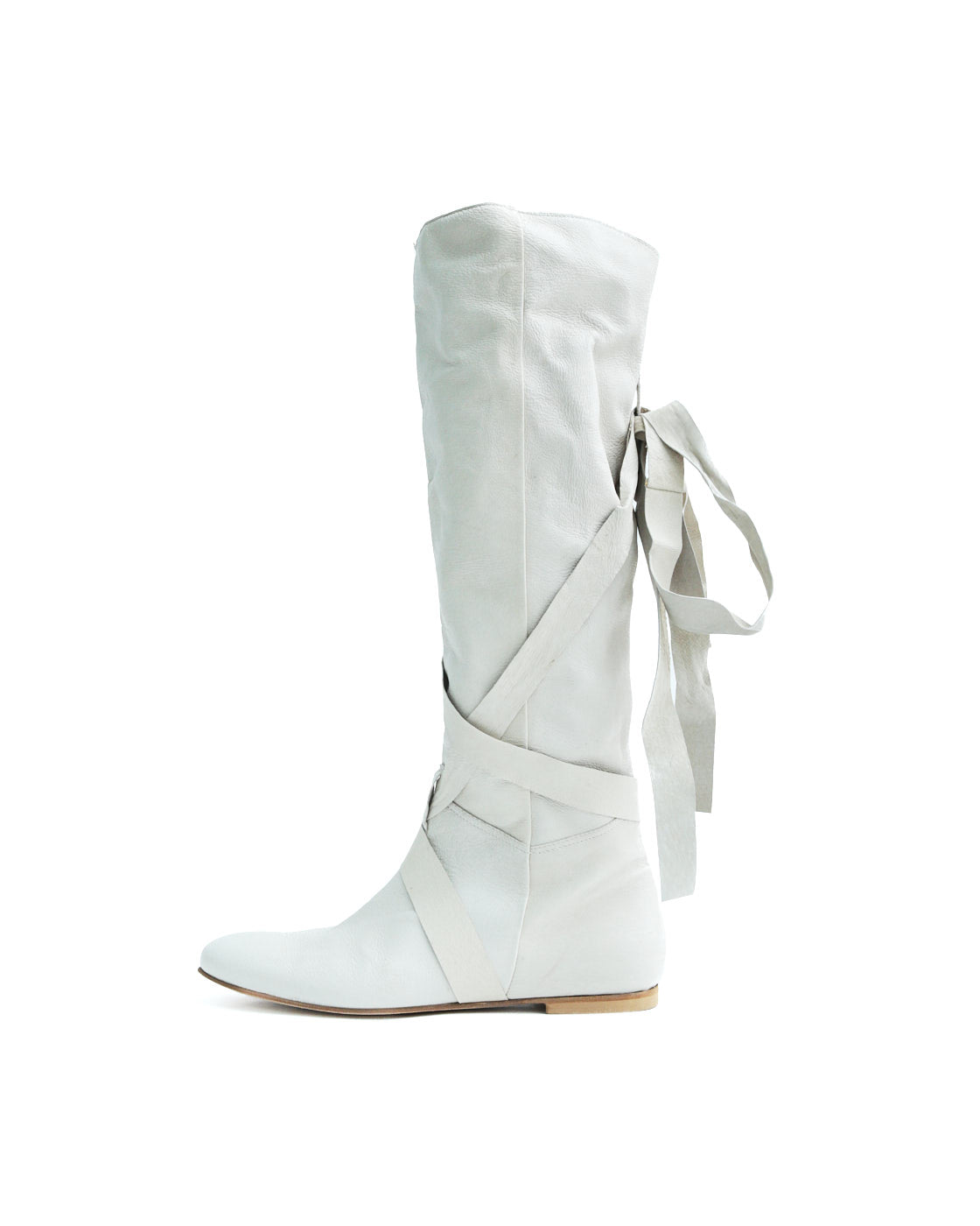 white bondage leather boots