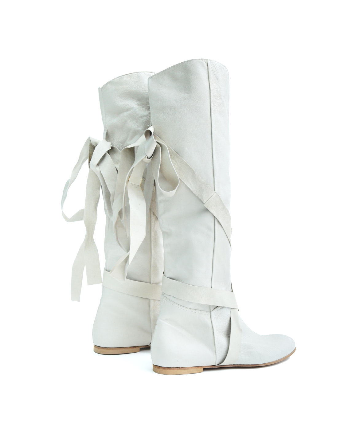 white bondage leather boots