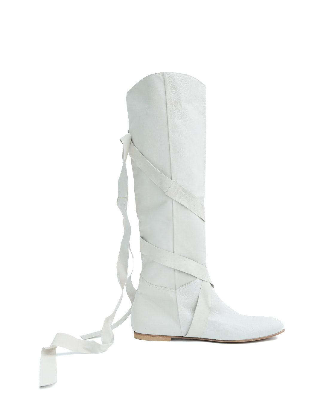 white bondage leather boots