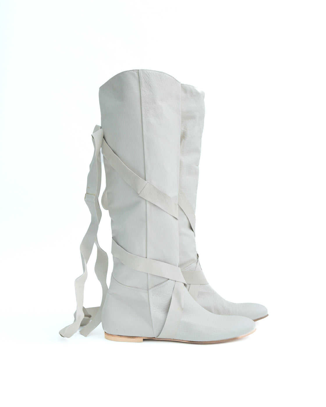 white bondage leather boots