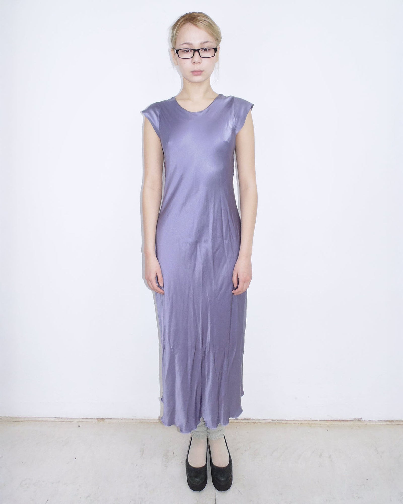 lilac silk long dress