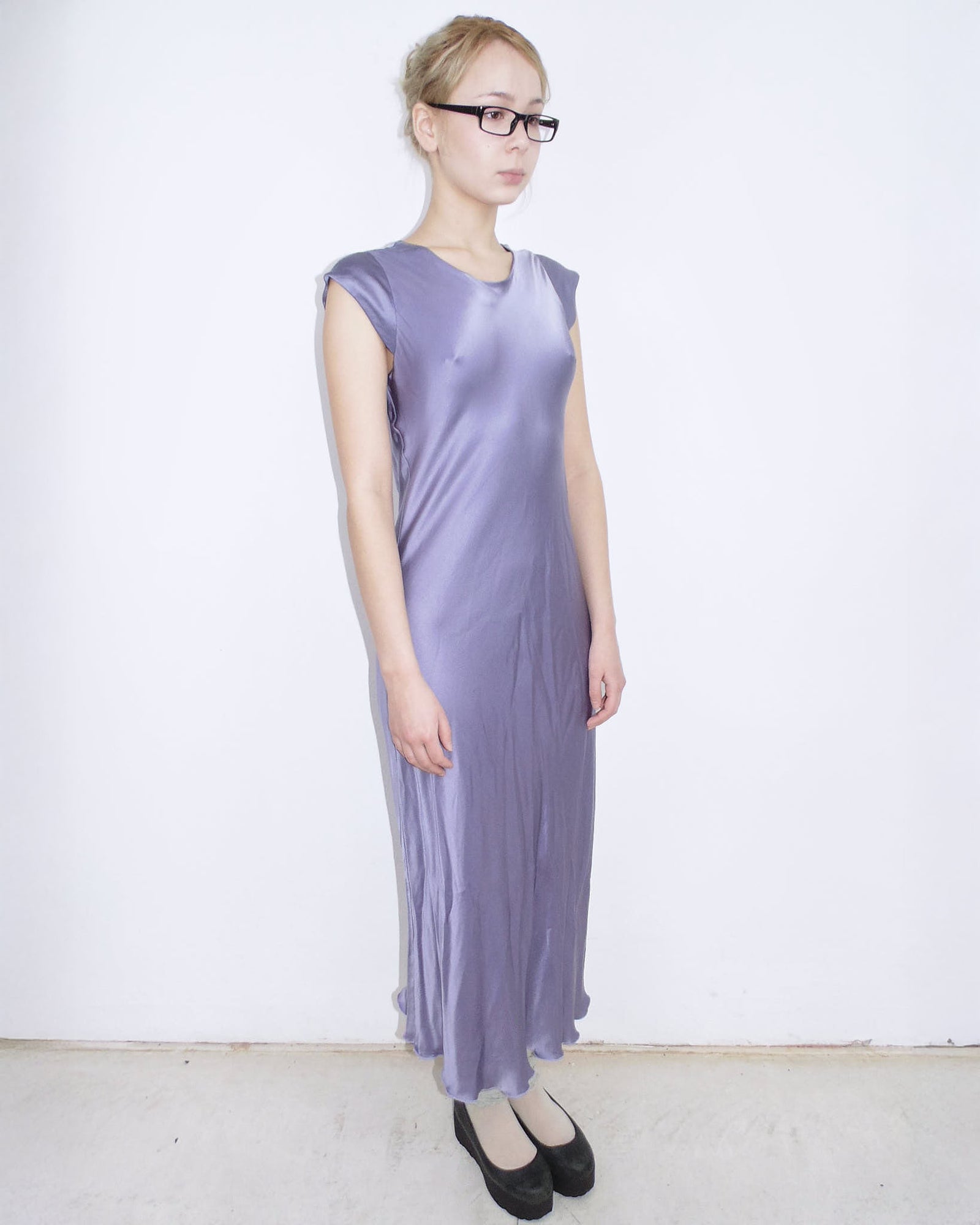 lilac silk long dress
