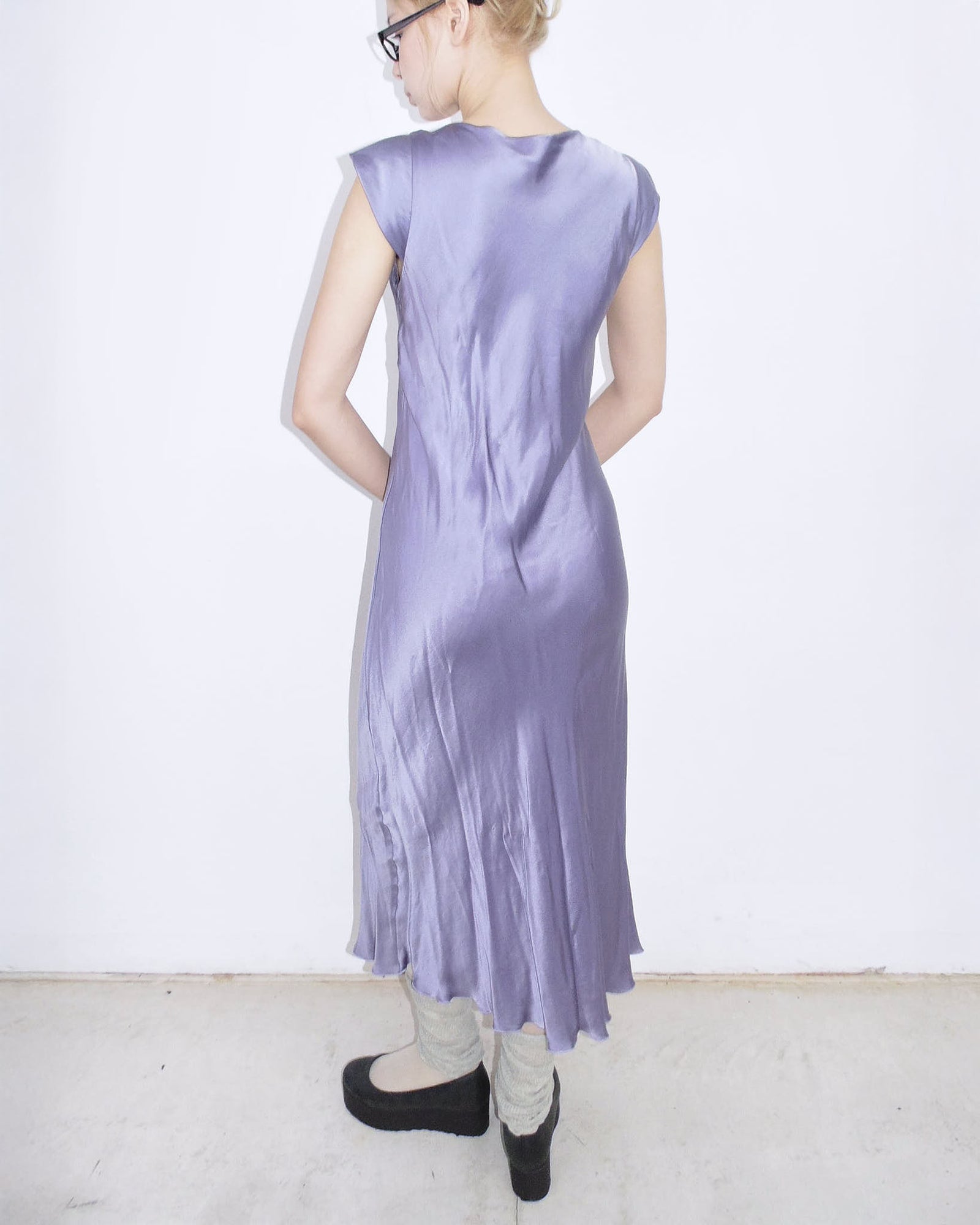 lilac silk long dress