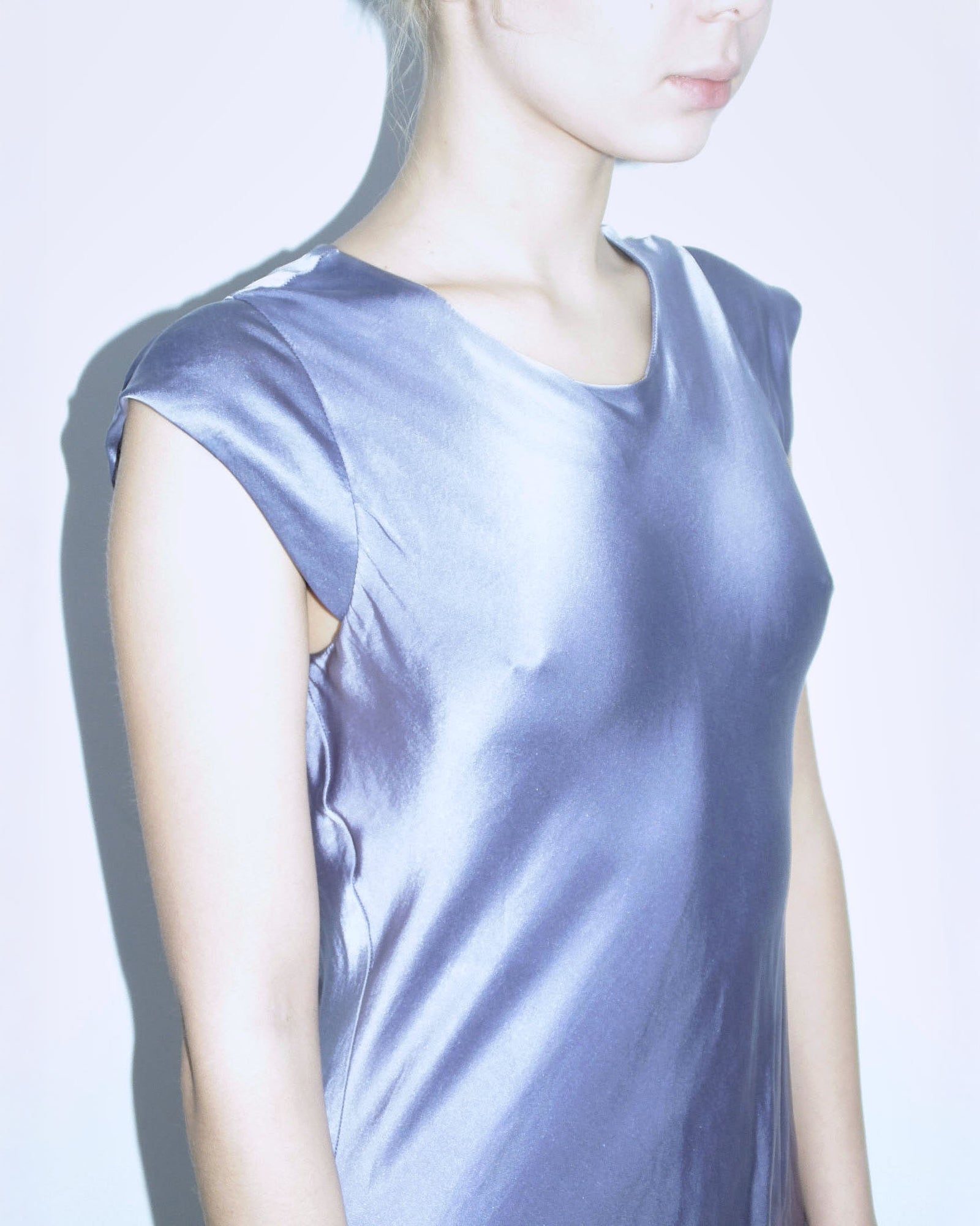 lilac silk long dress