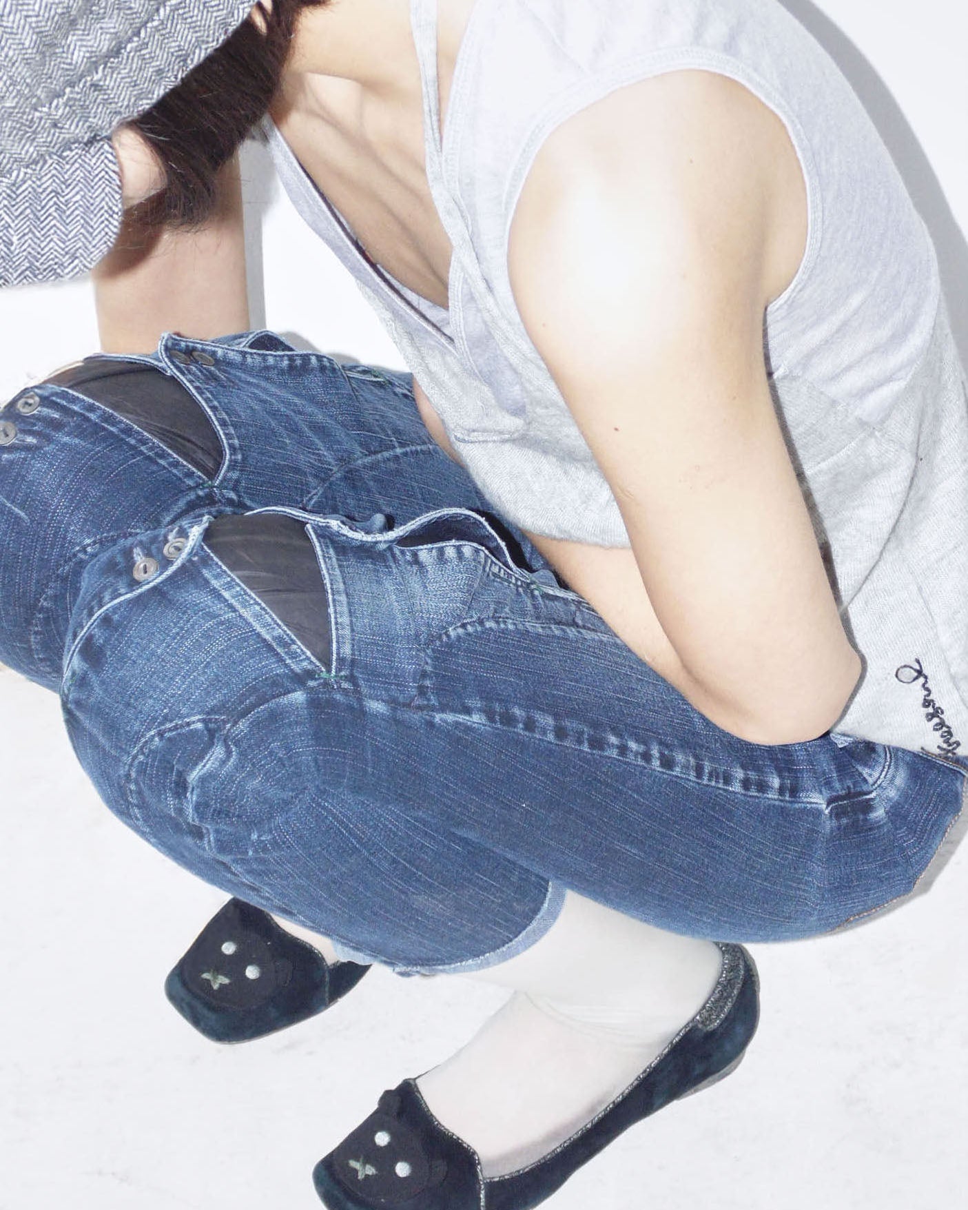 denim pants with button details