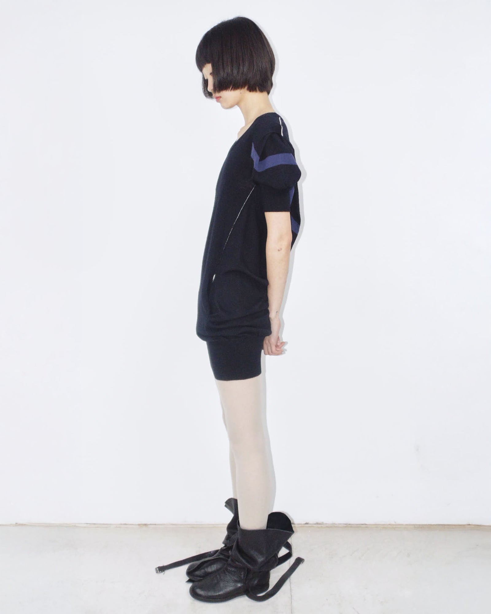 knit puff mini dress
