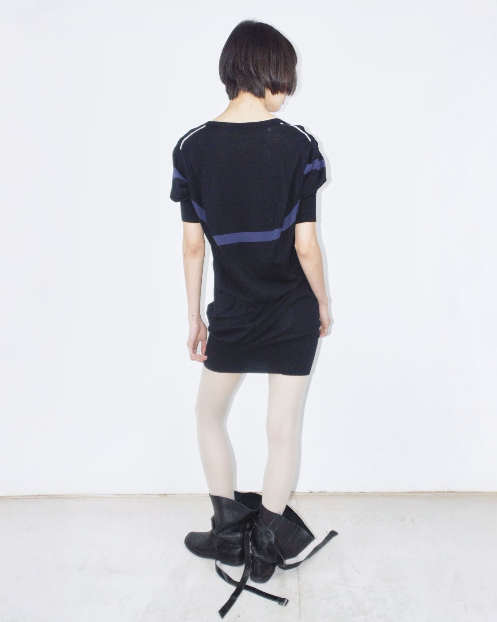 knit puff mini dress