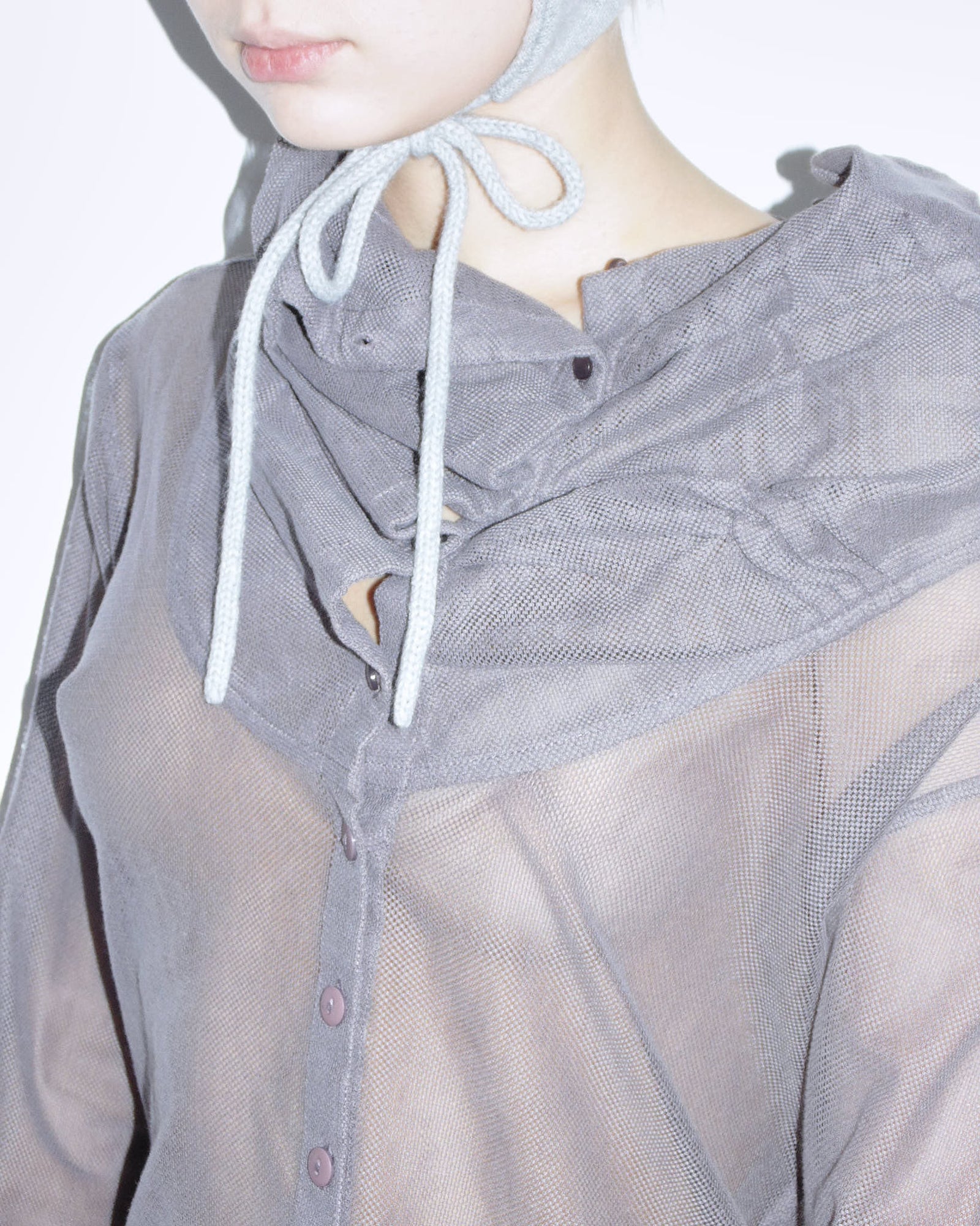 mesh button-up shirt