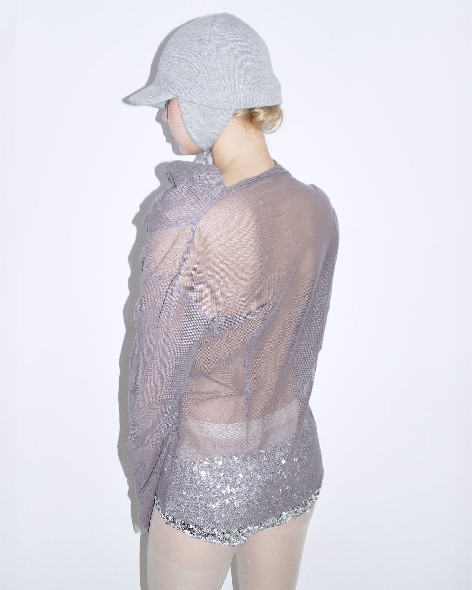 mesh button-up shirt