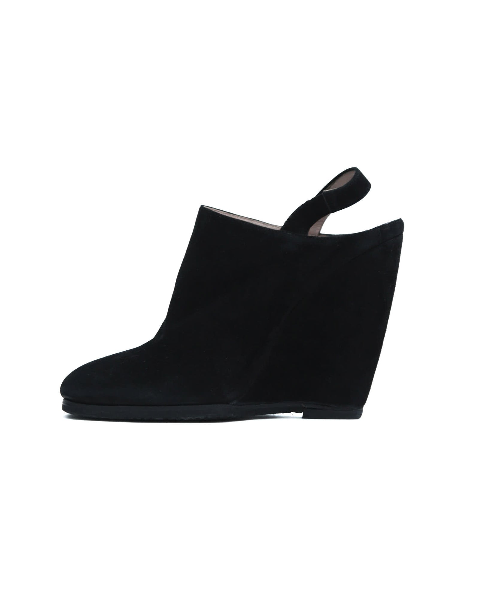 black suede wedge slingback shoes