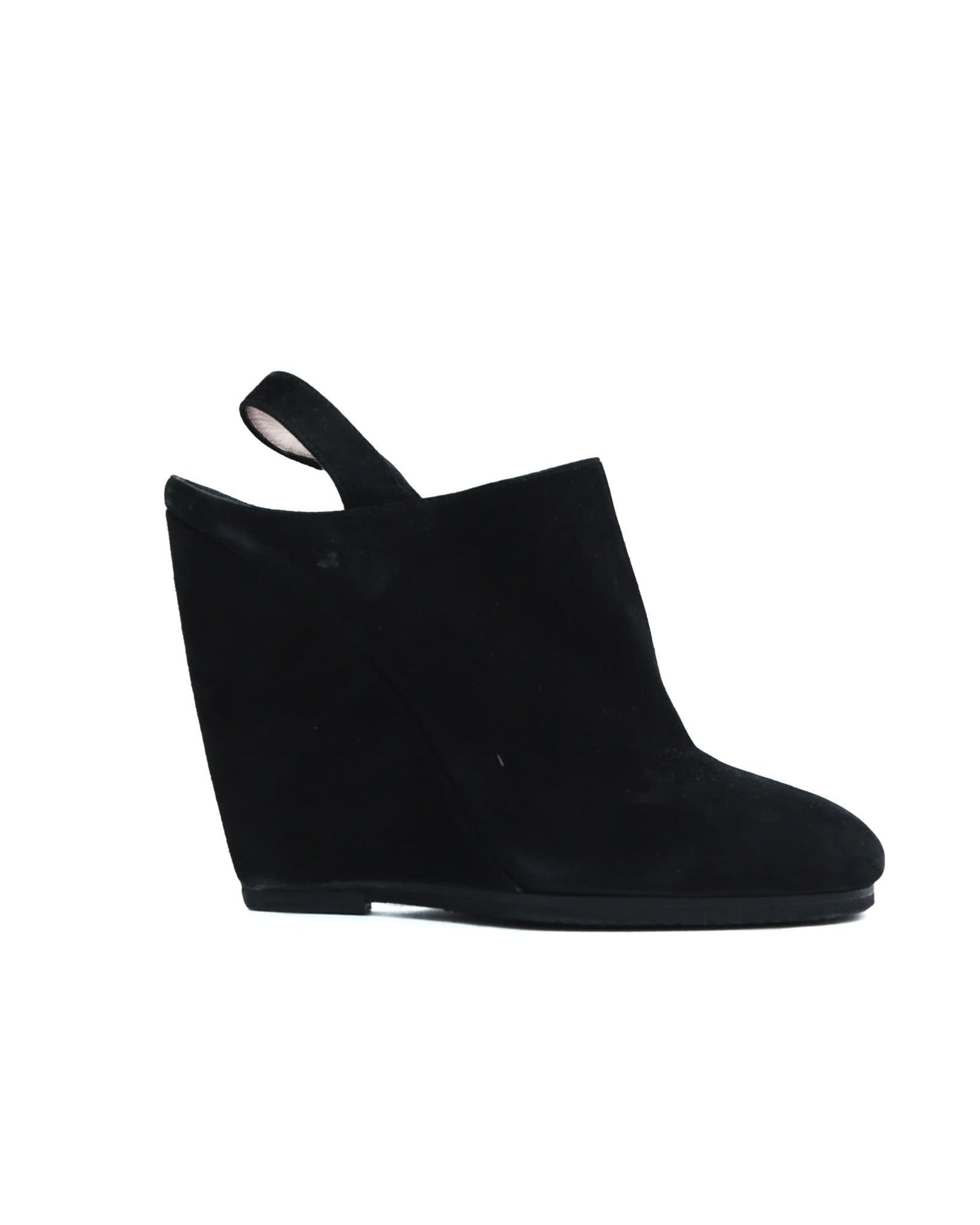 black suede wedge slingback shoes