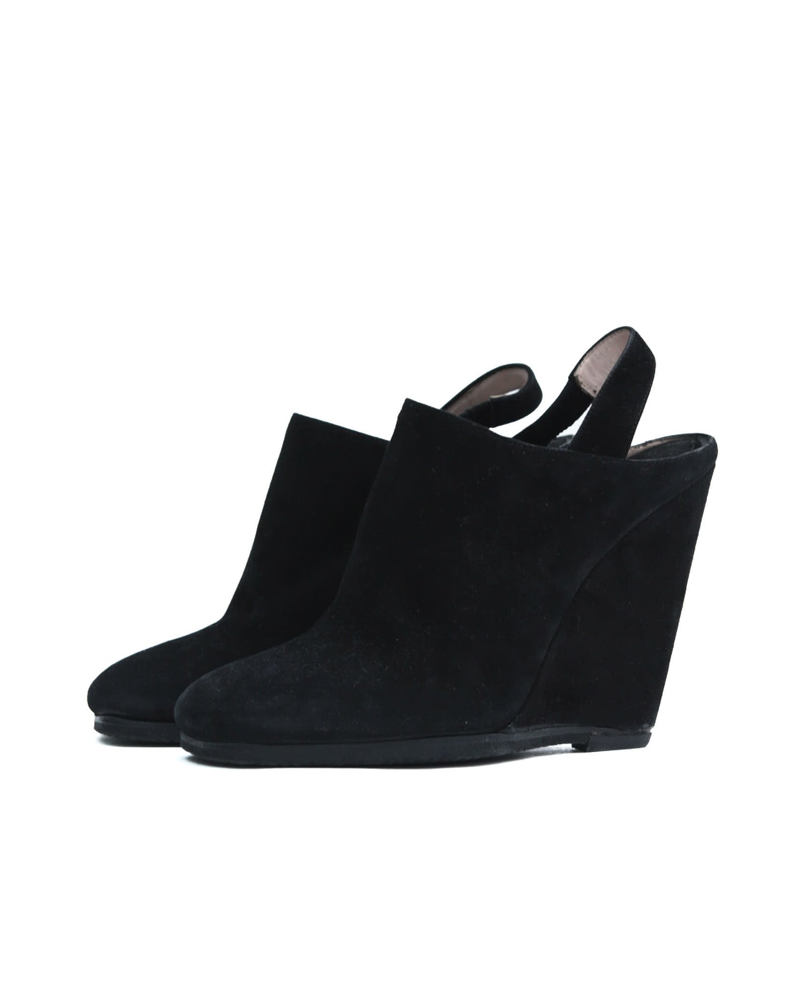 black suede wedge slingback shoes