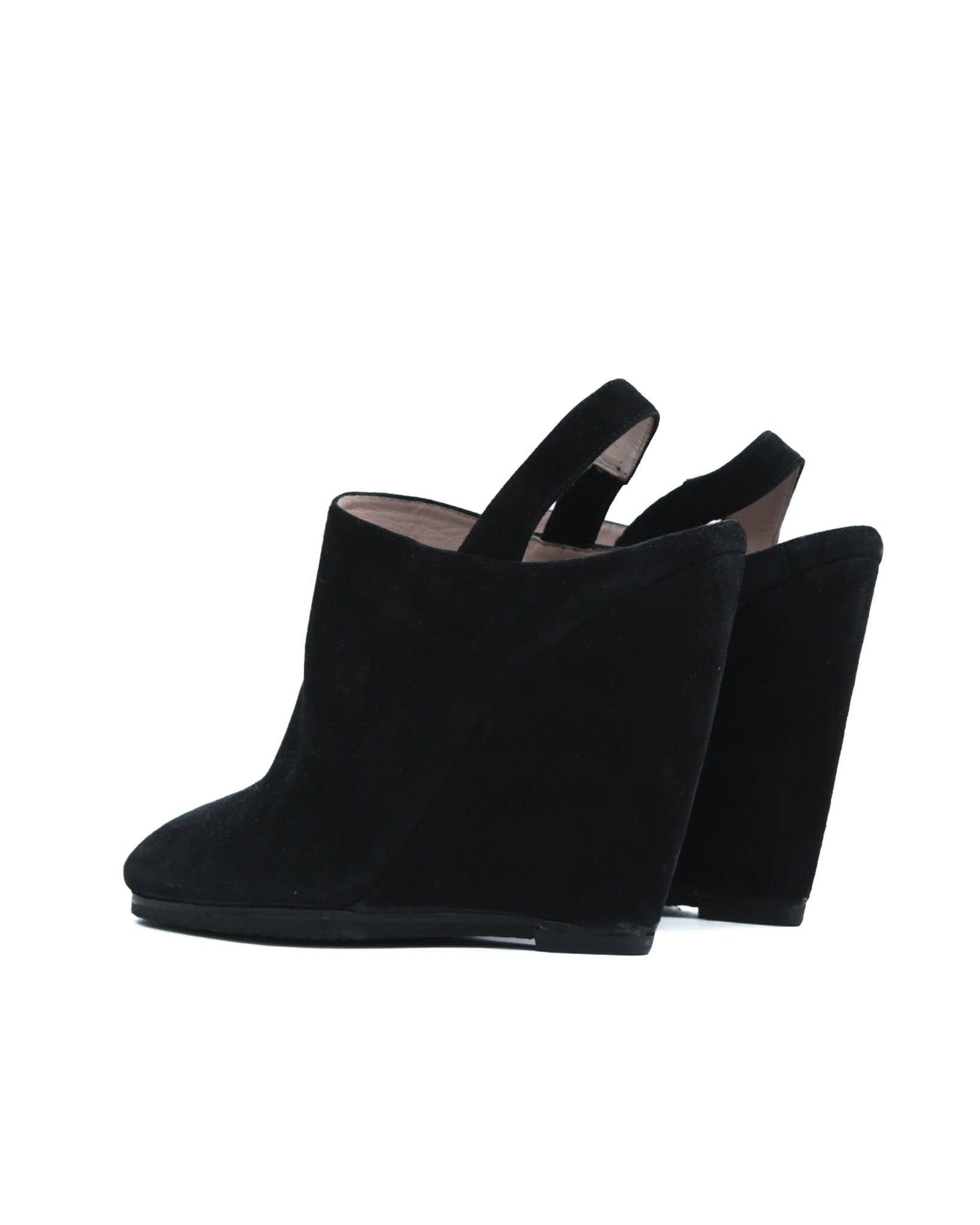 black suede wedge slingback shoes