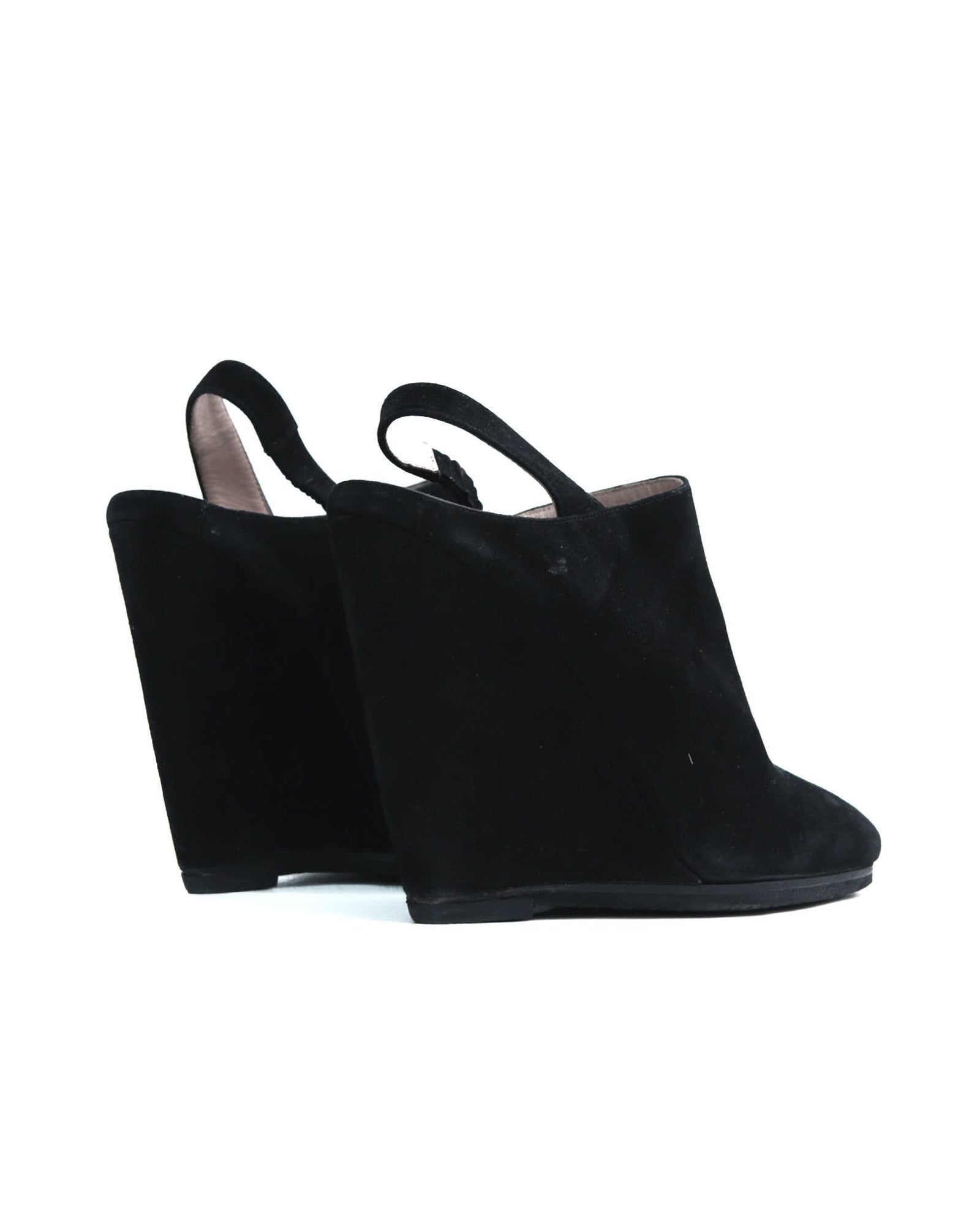 black suede wedge slingback shoes