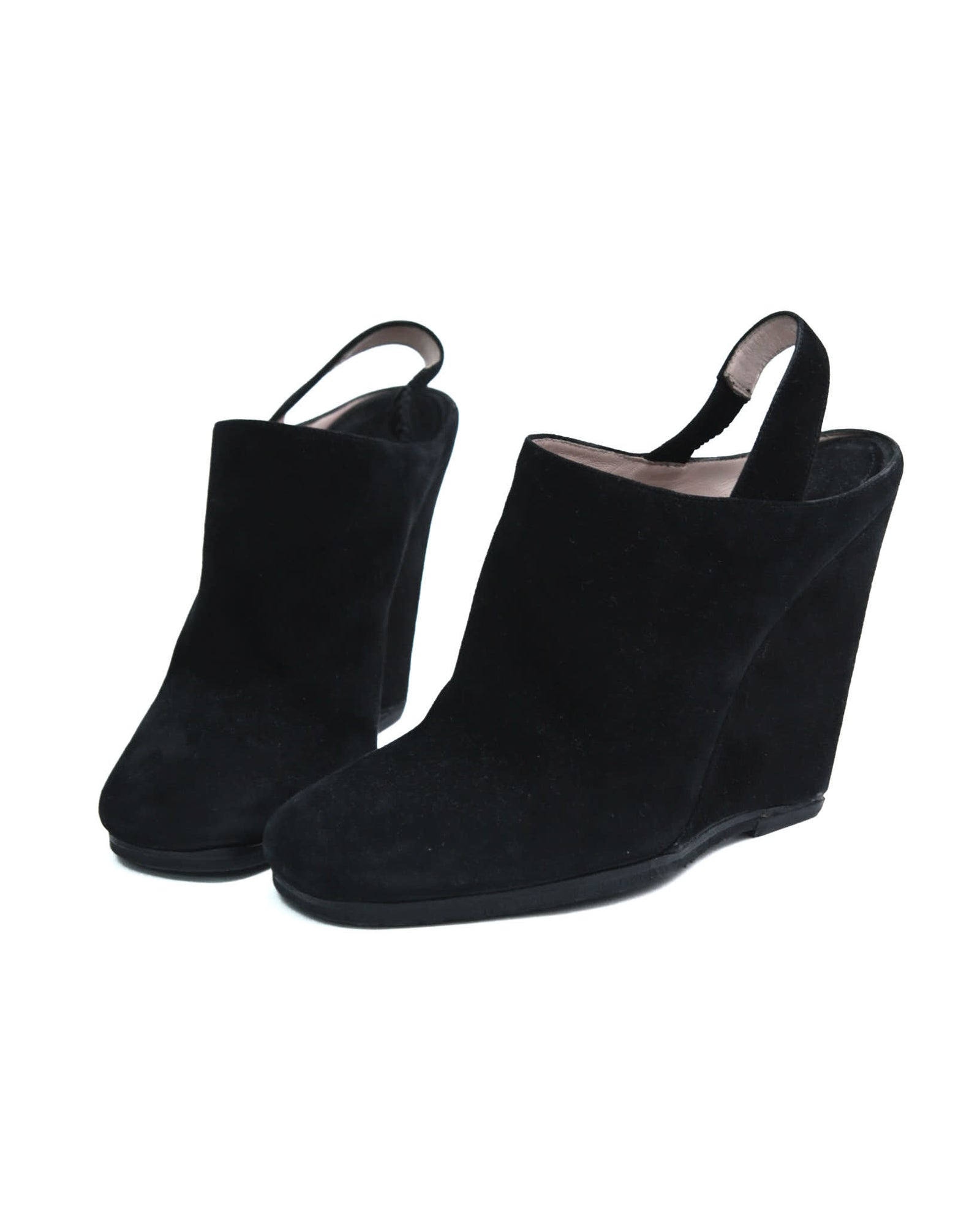 black suede wedge slingback shoes