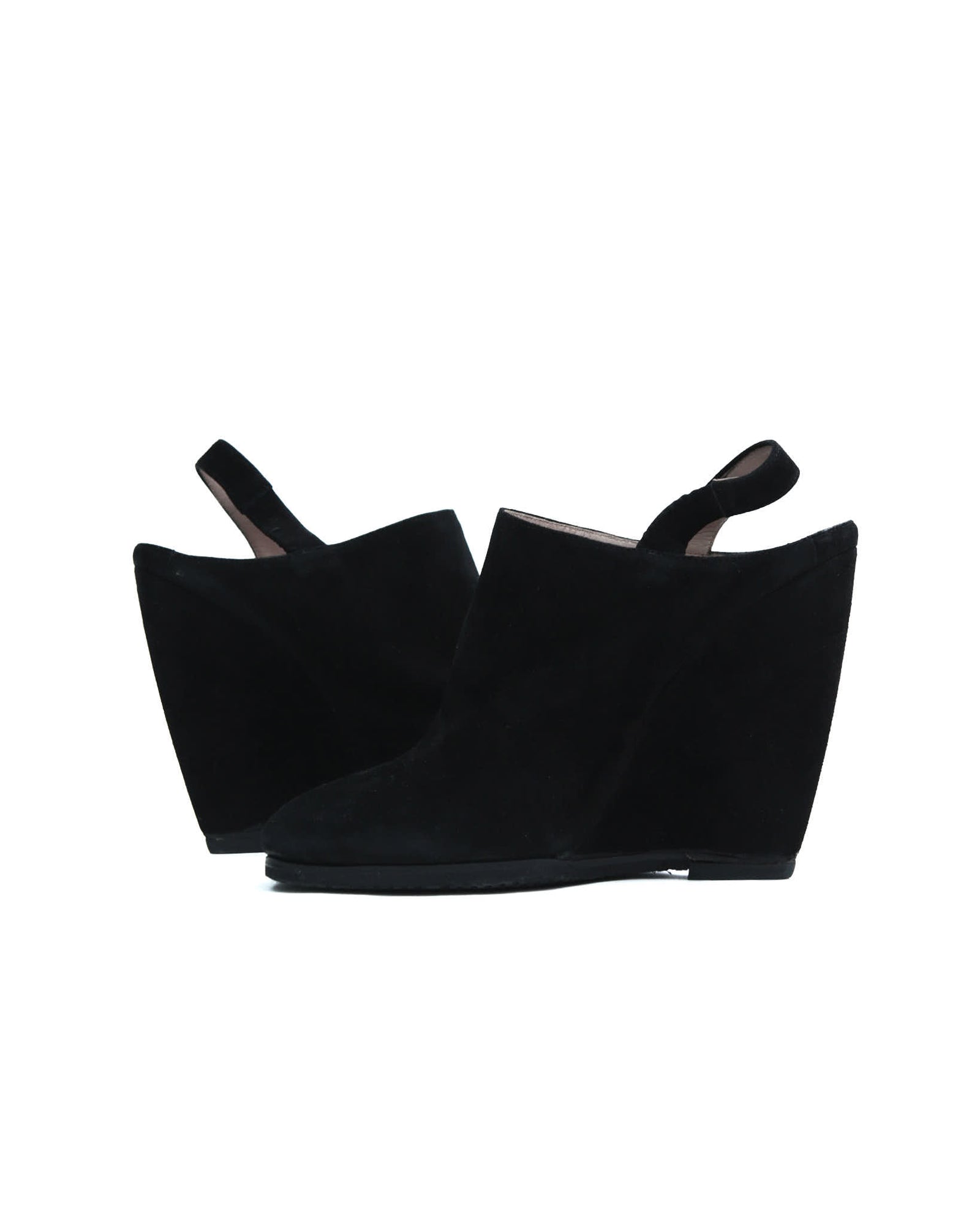black suede wedge slingback shoes