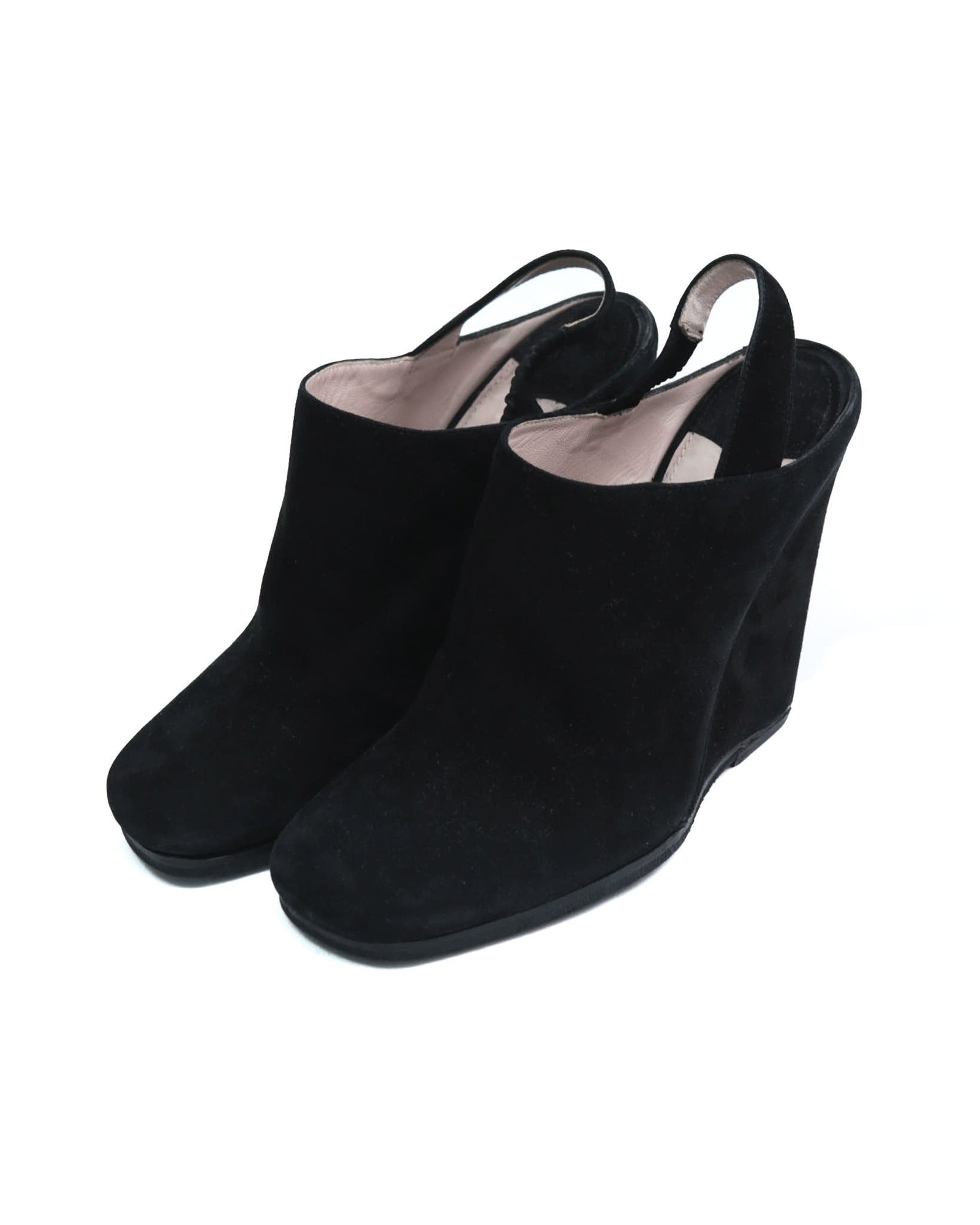 black suede wedge slingback shoes