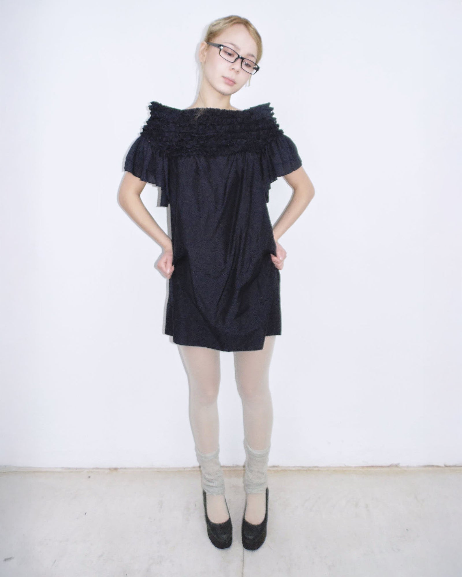 off-the-shoulder silk mini dress
