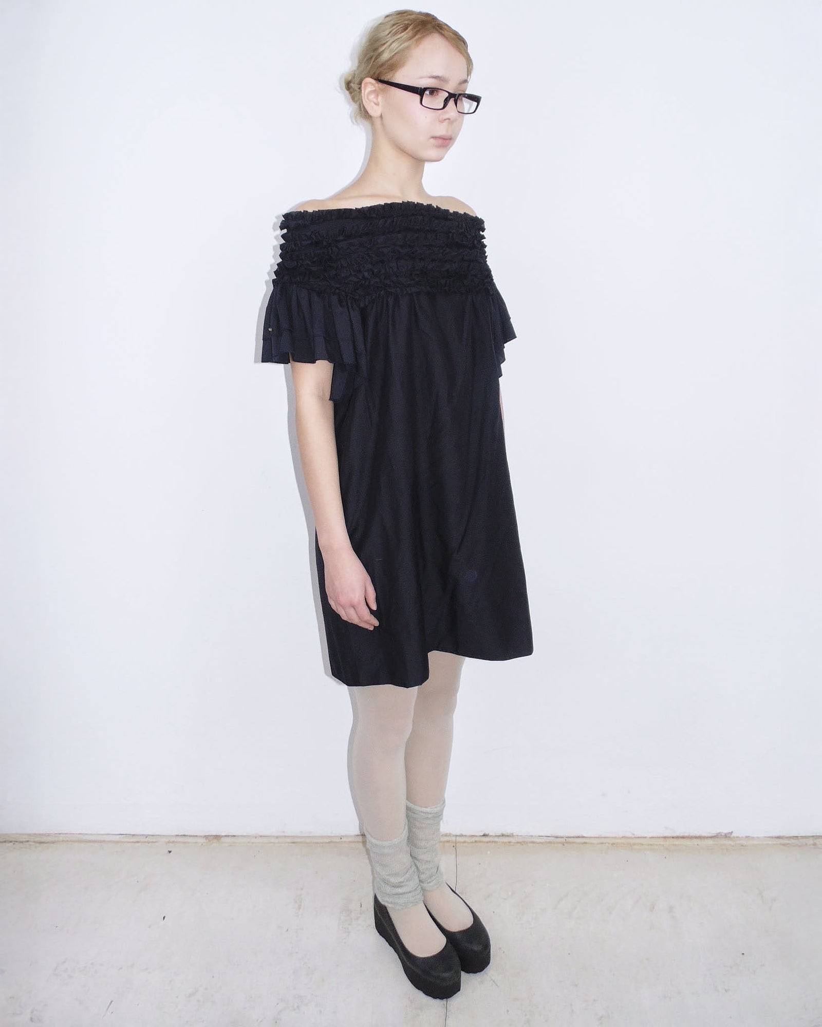 off-the-shoulder silk mini dress